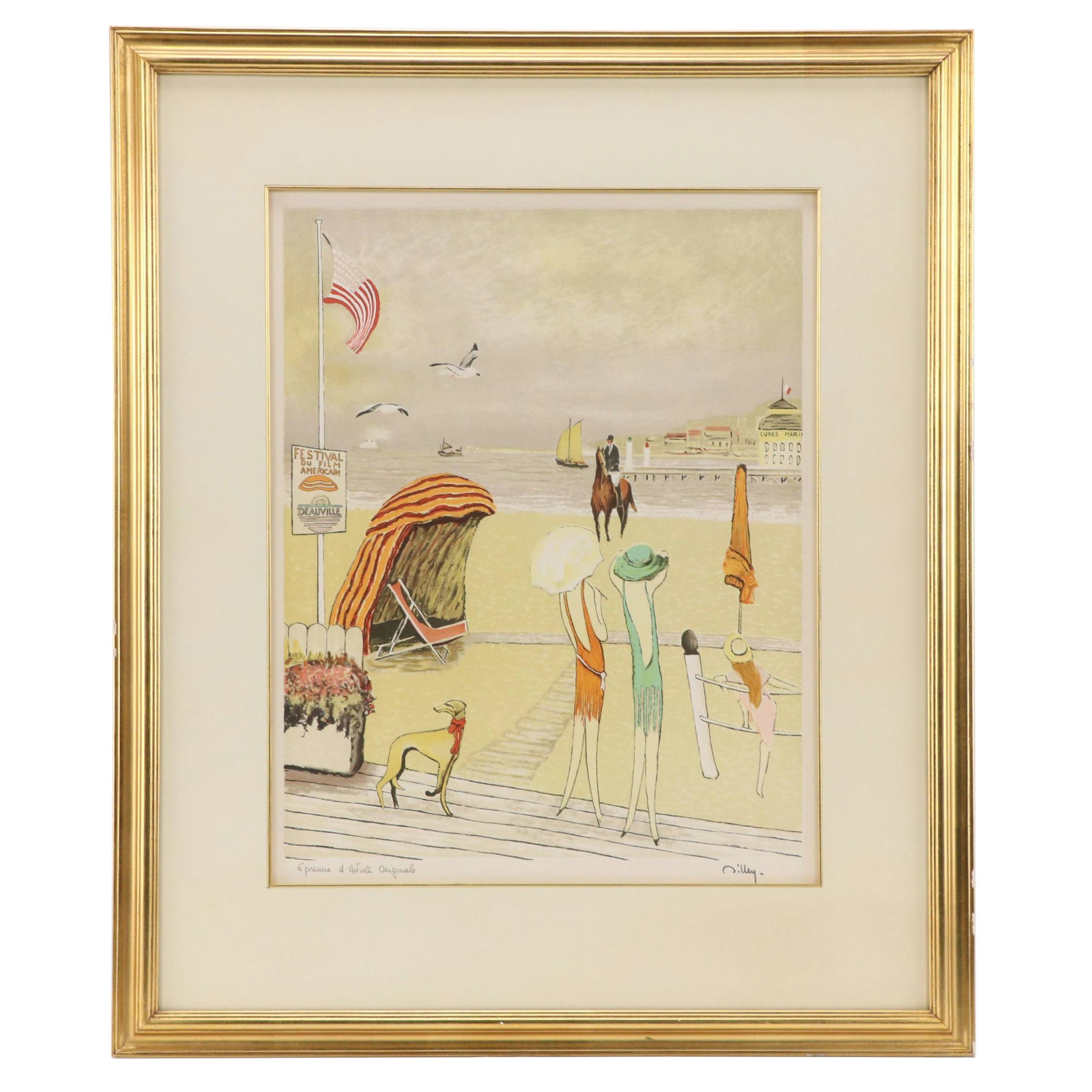Ramon Dilley Artist's Proof Lithograph of a Beach Scene