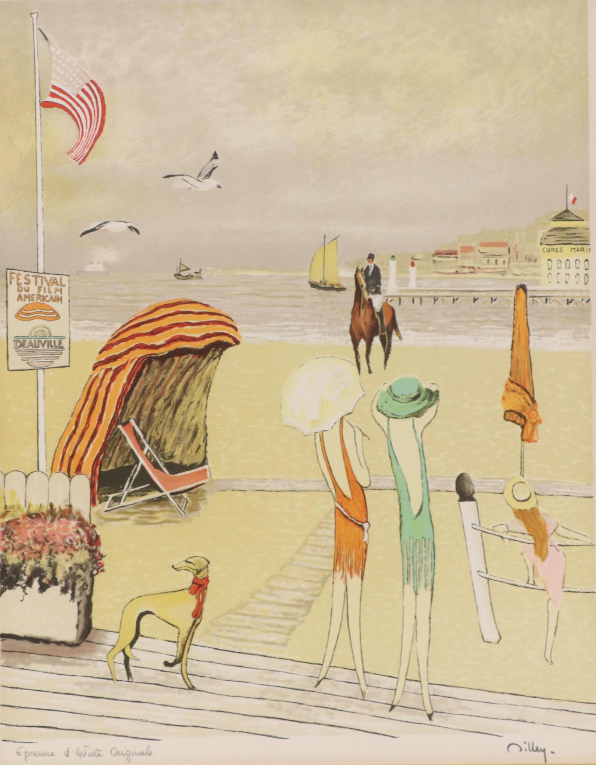 Ramon Dilley Artist's Proof Lithograph of a Beach Scene