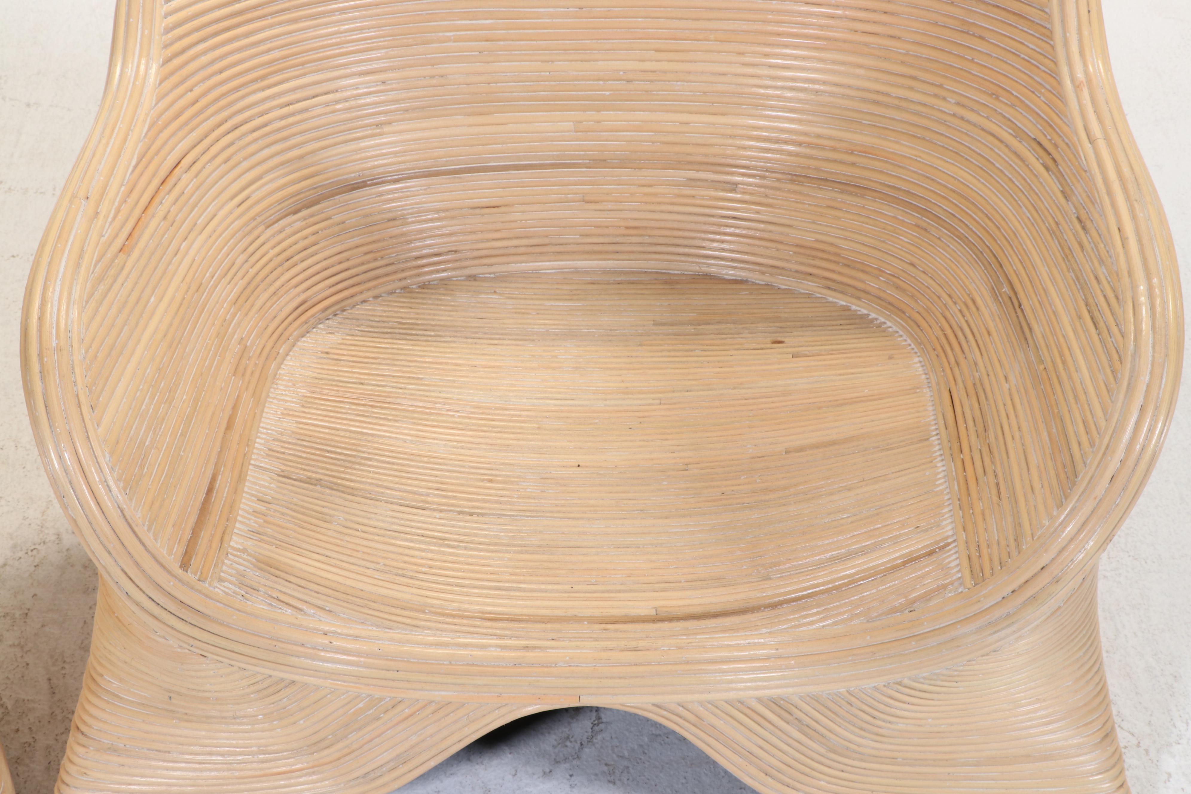 Pair of Modernist Style Rattan Low Chairs