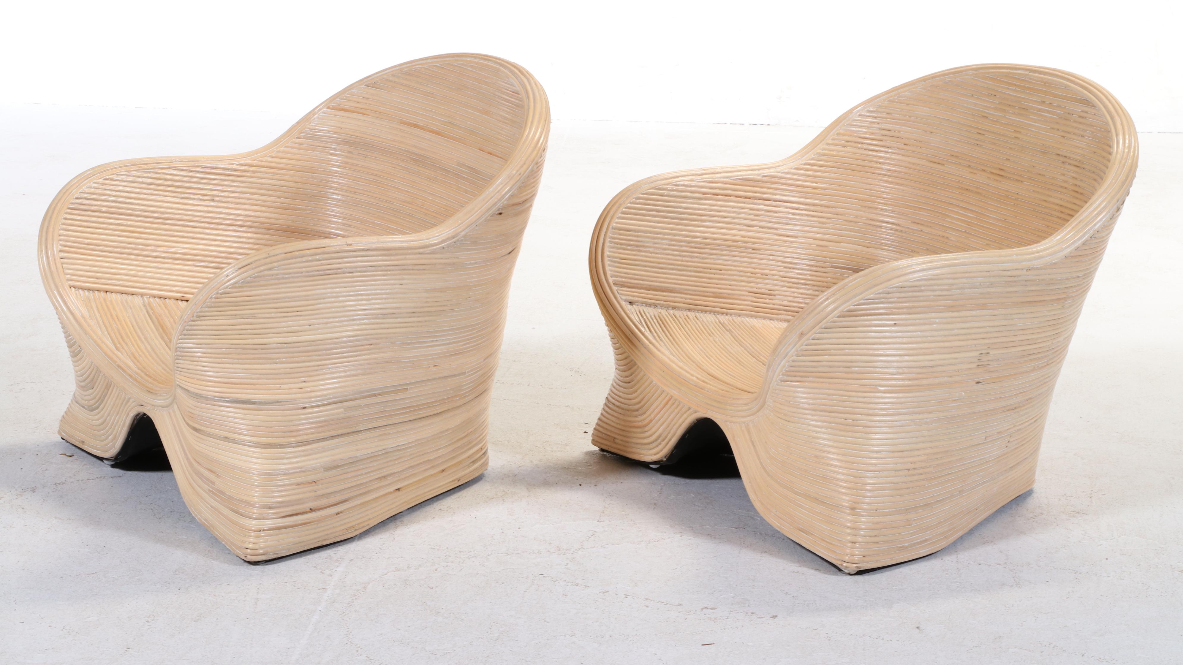 Pair of Modernist Style Rattan Low Chairs