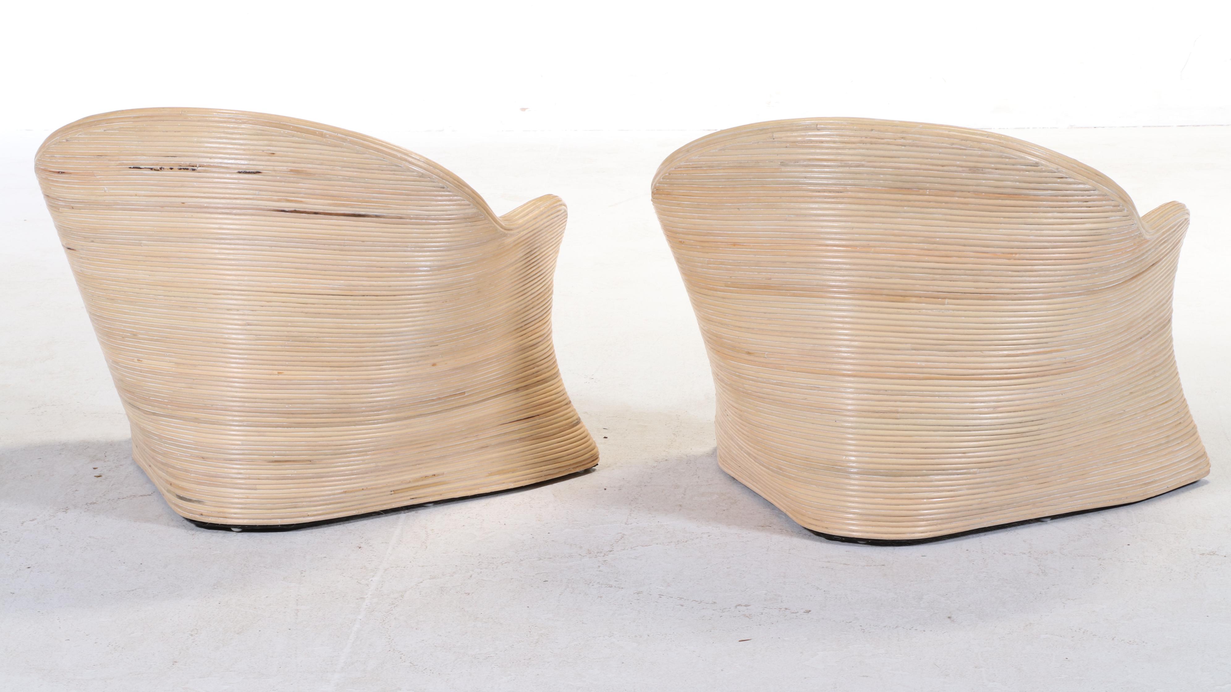 Pair of Modernist Style Rattan Low Chairs