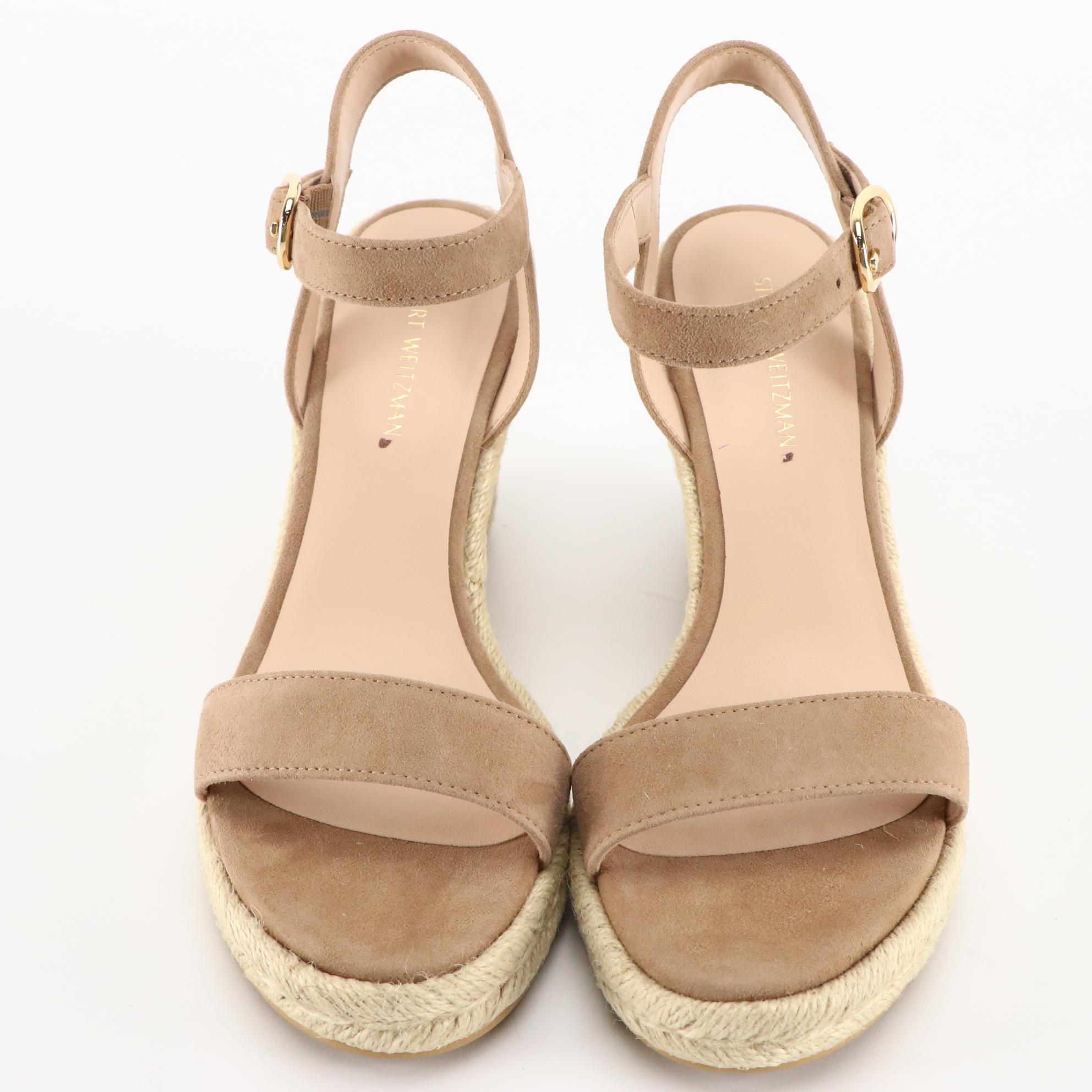 Stuart Weitzman Espadrille Wedge Sandals in Suede, New in Boxes