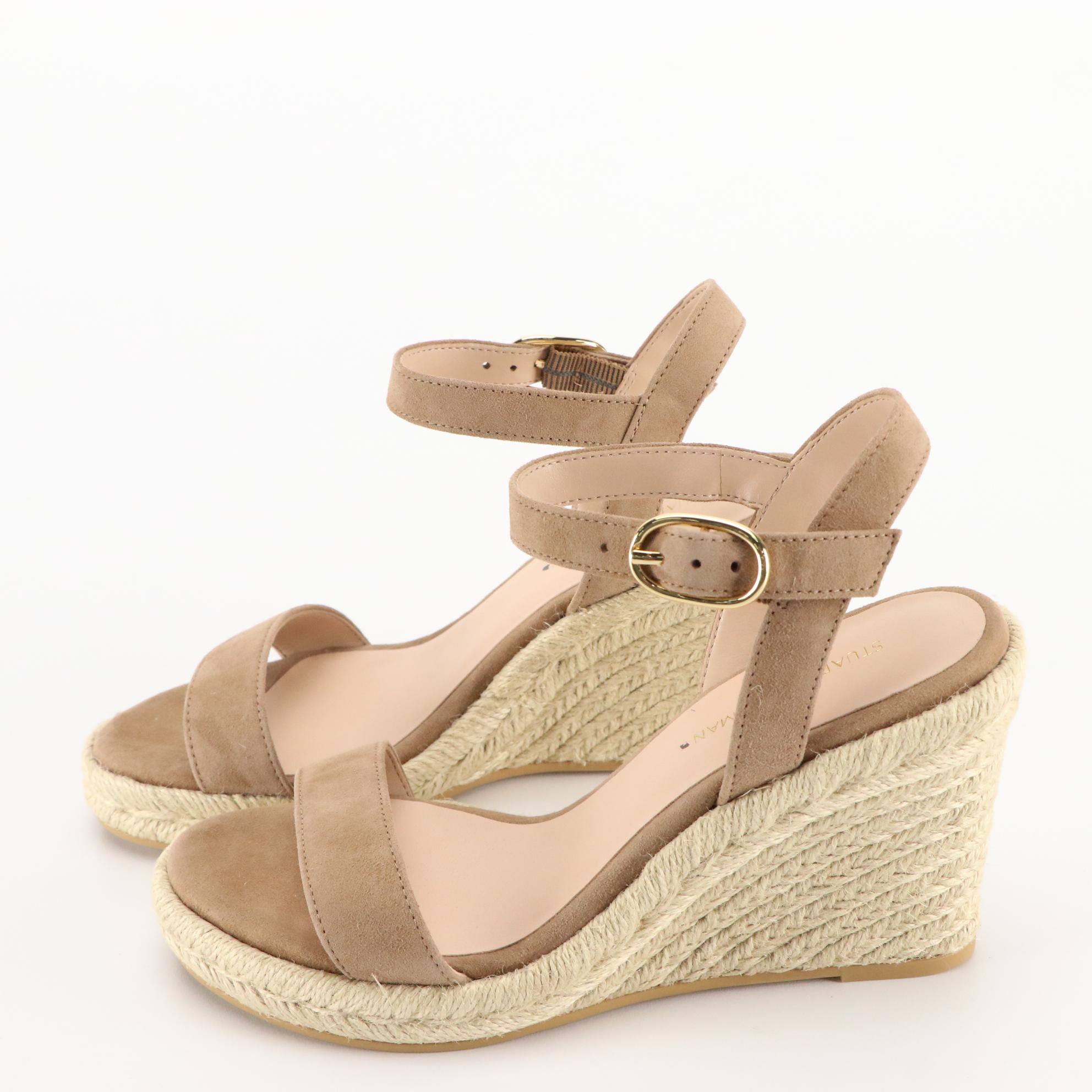 Stuart Weitzman Espadrille Wedge Sandals in Suede, New in Boxes