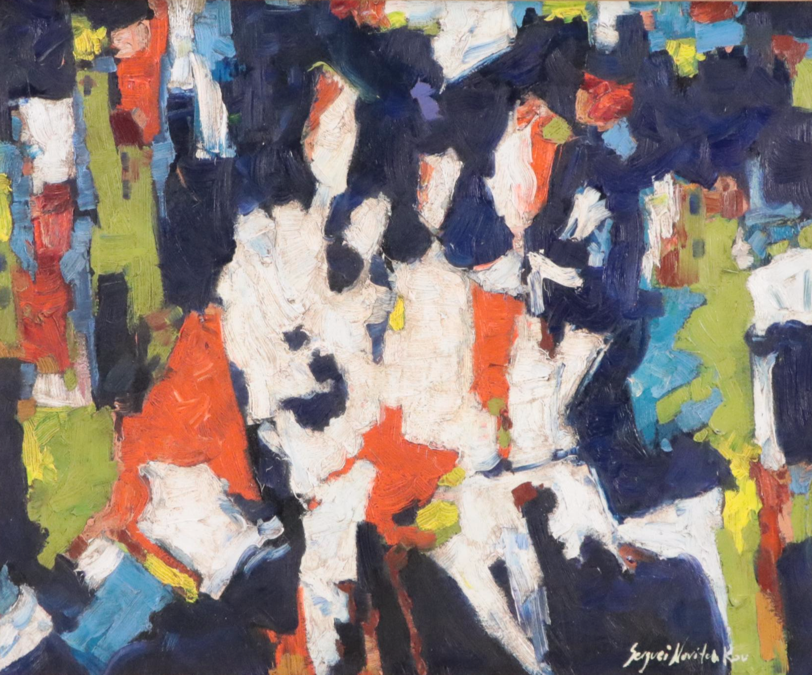 Serguei Novitchkov Abstract Oil Painting "Rhythm of Life," 2024