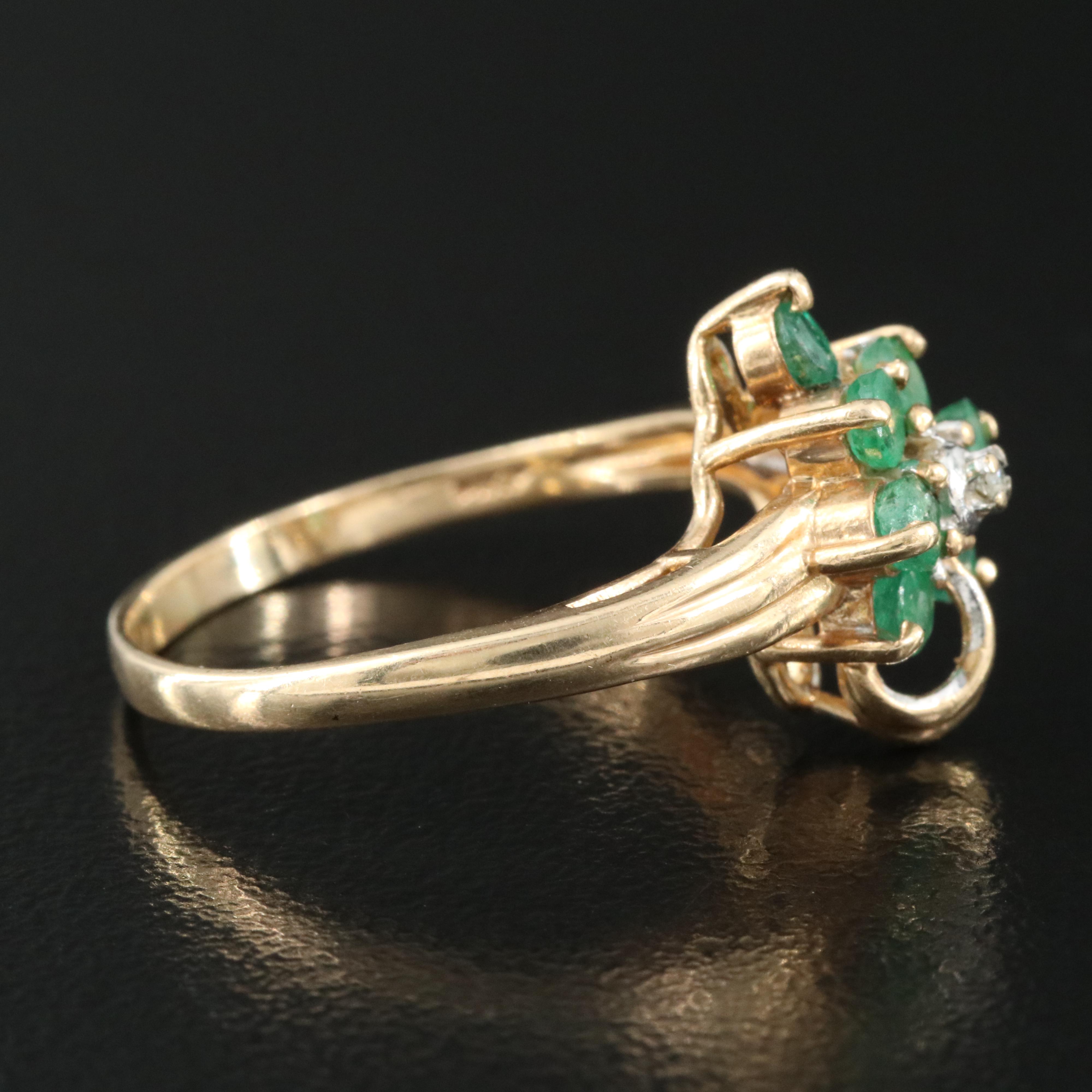 14K Emerald and Diamond Grape Cluster Ring | EBTH