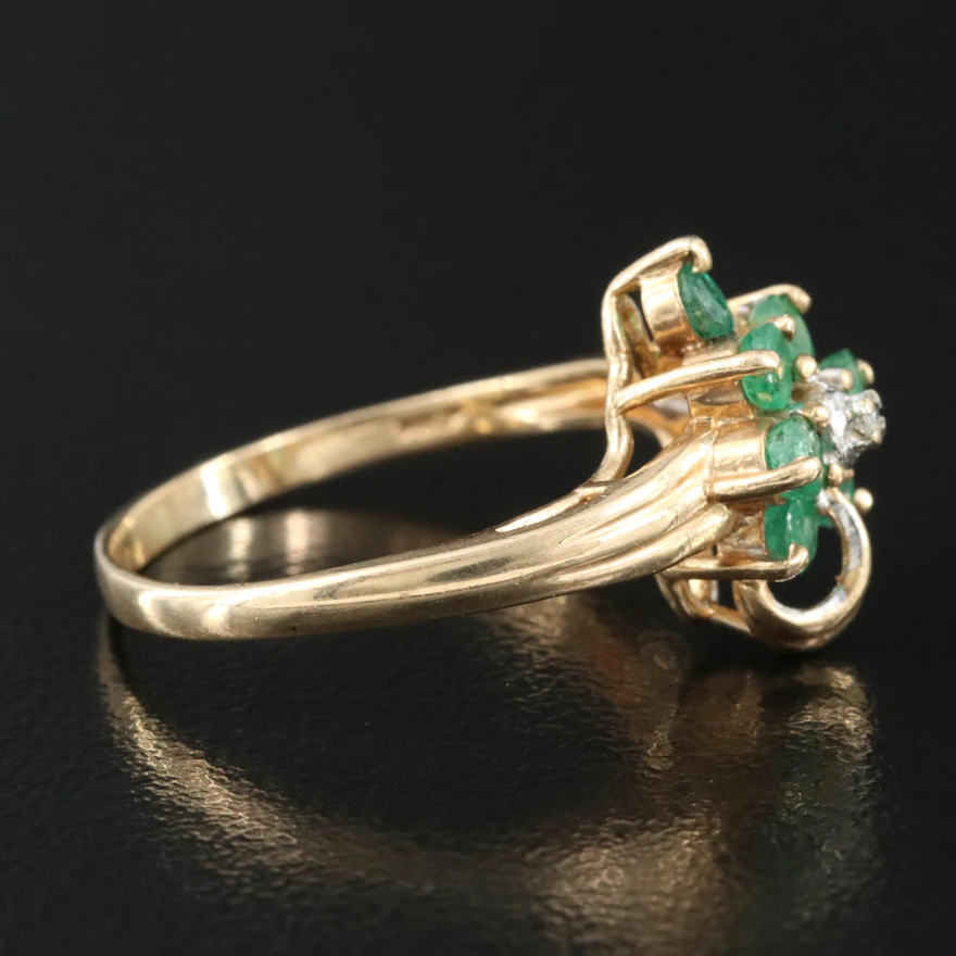 14K Emerald and Diamond Grape Cluster Ring | EBTH