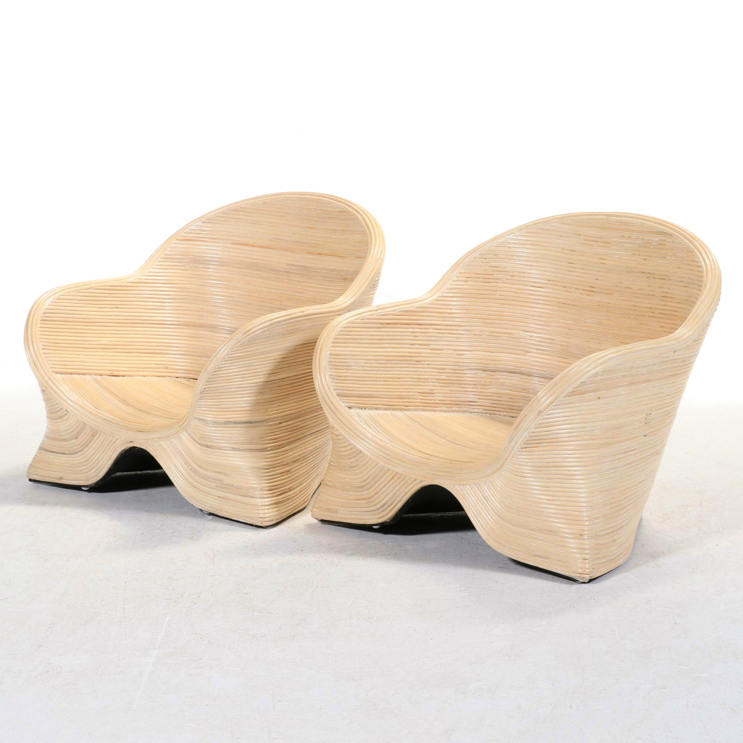 Pair of Modernist Style Rattan Low Chairs