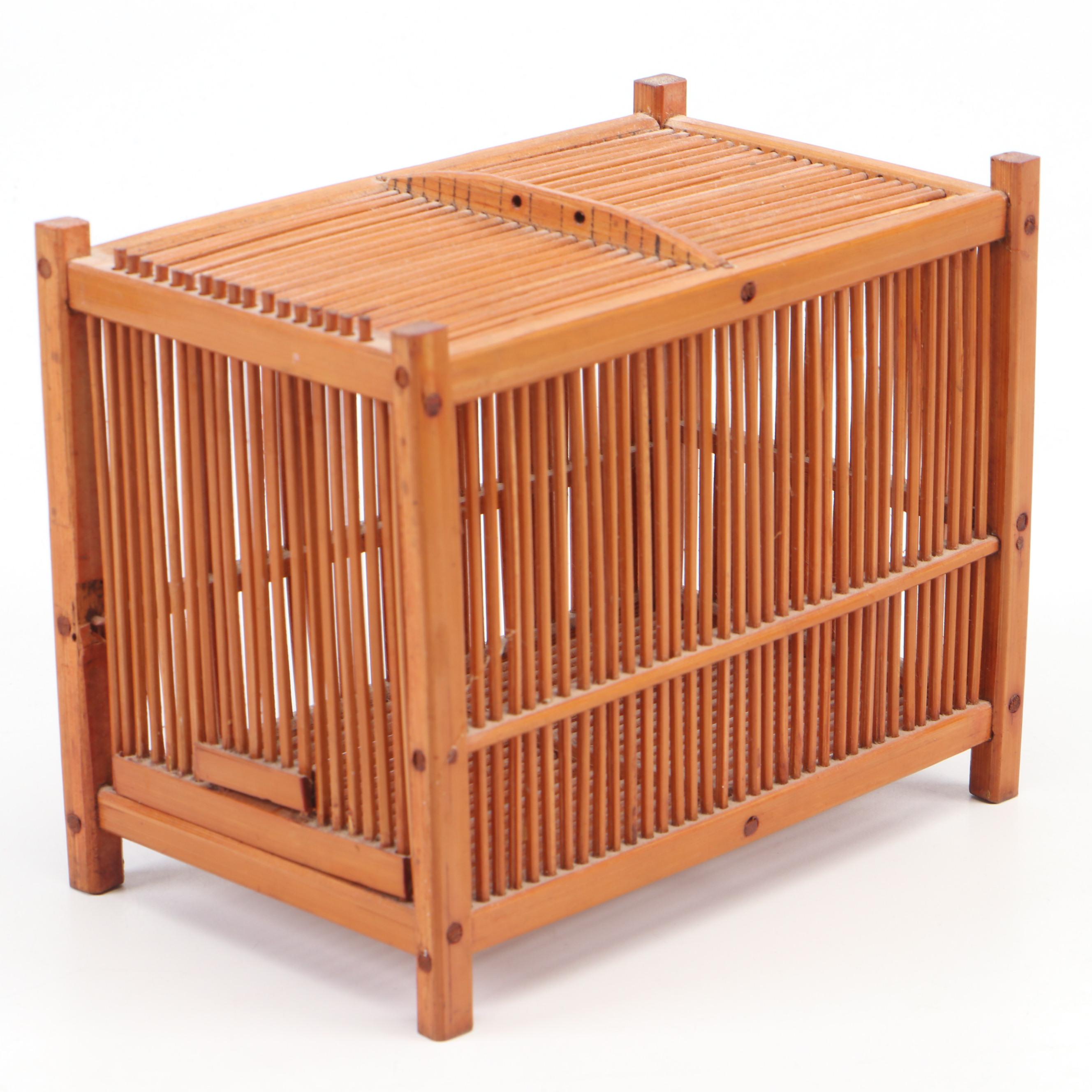 Handmade Bamboo Cricket Cages with Carved Wood Ganesha Figurine and More