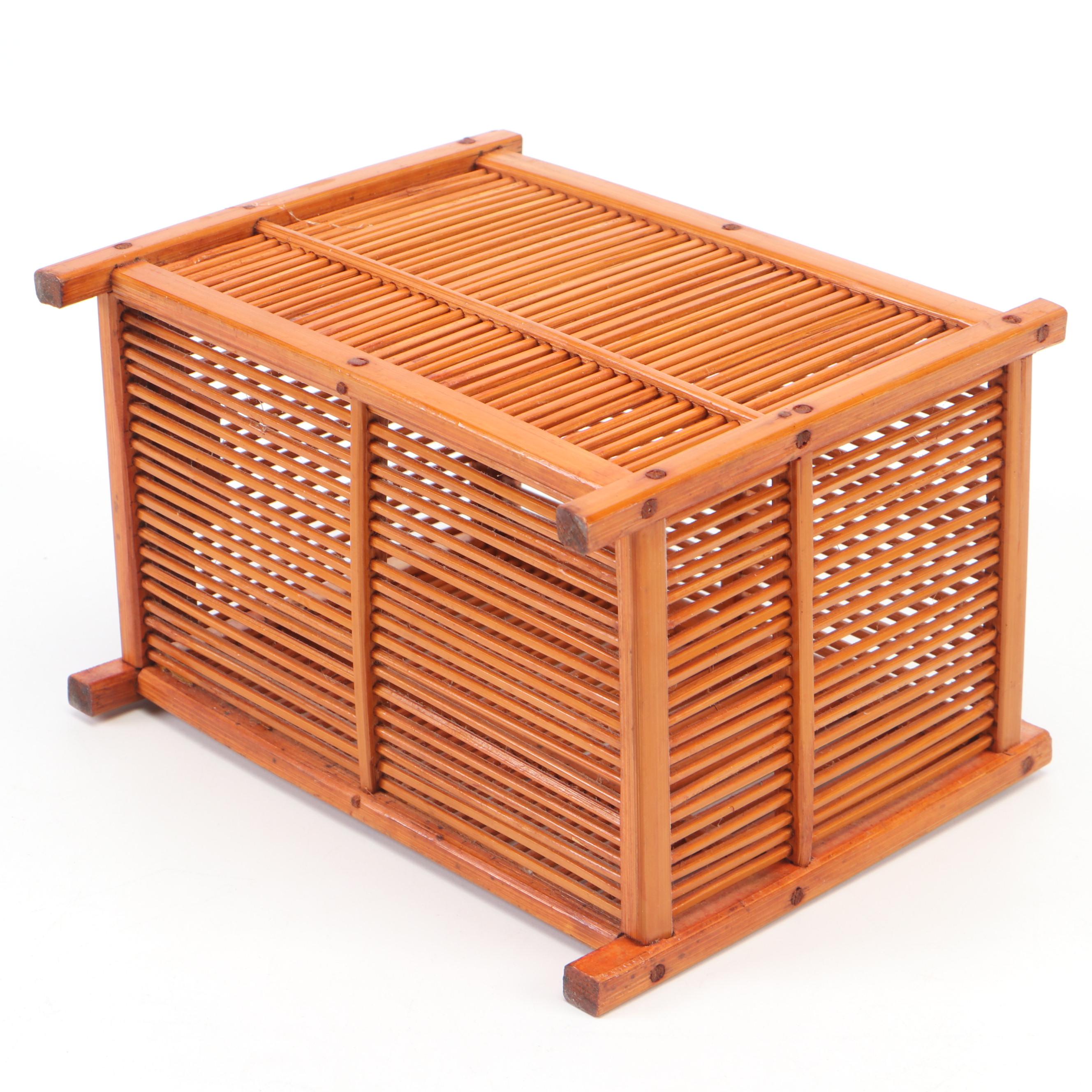 Handmade Bamboo Cricket Cages with Carved Wood Ganesha Figurine and More