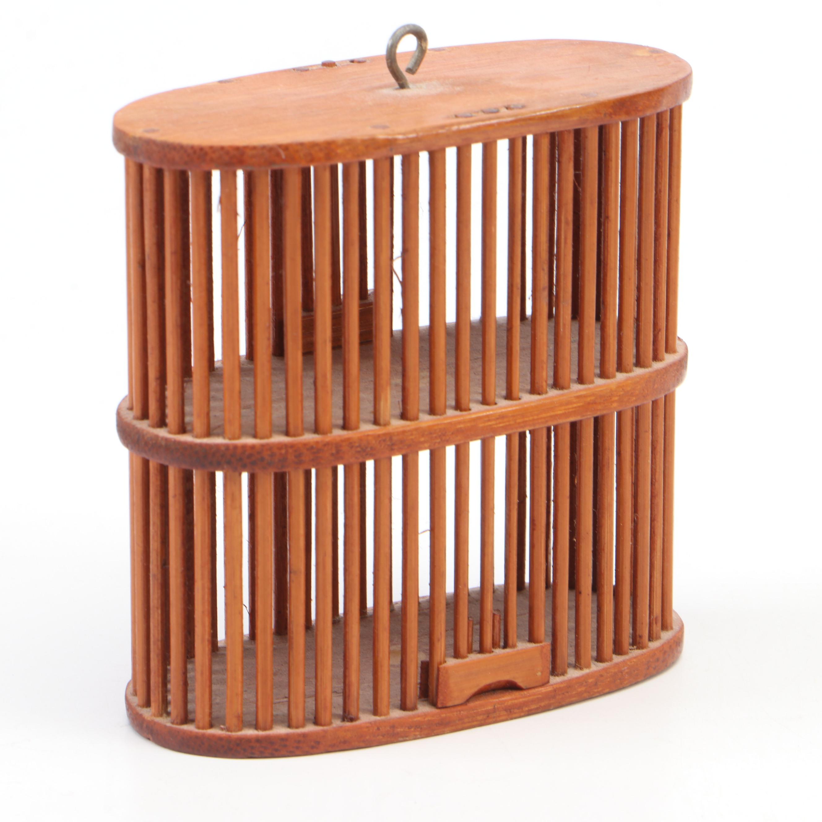 Handmade Bamboo Cricket Cages with Carved Wood Ganesha Figurine and More