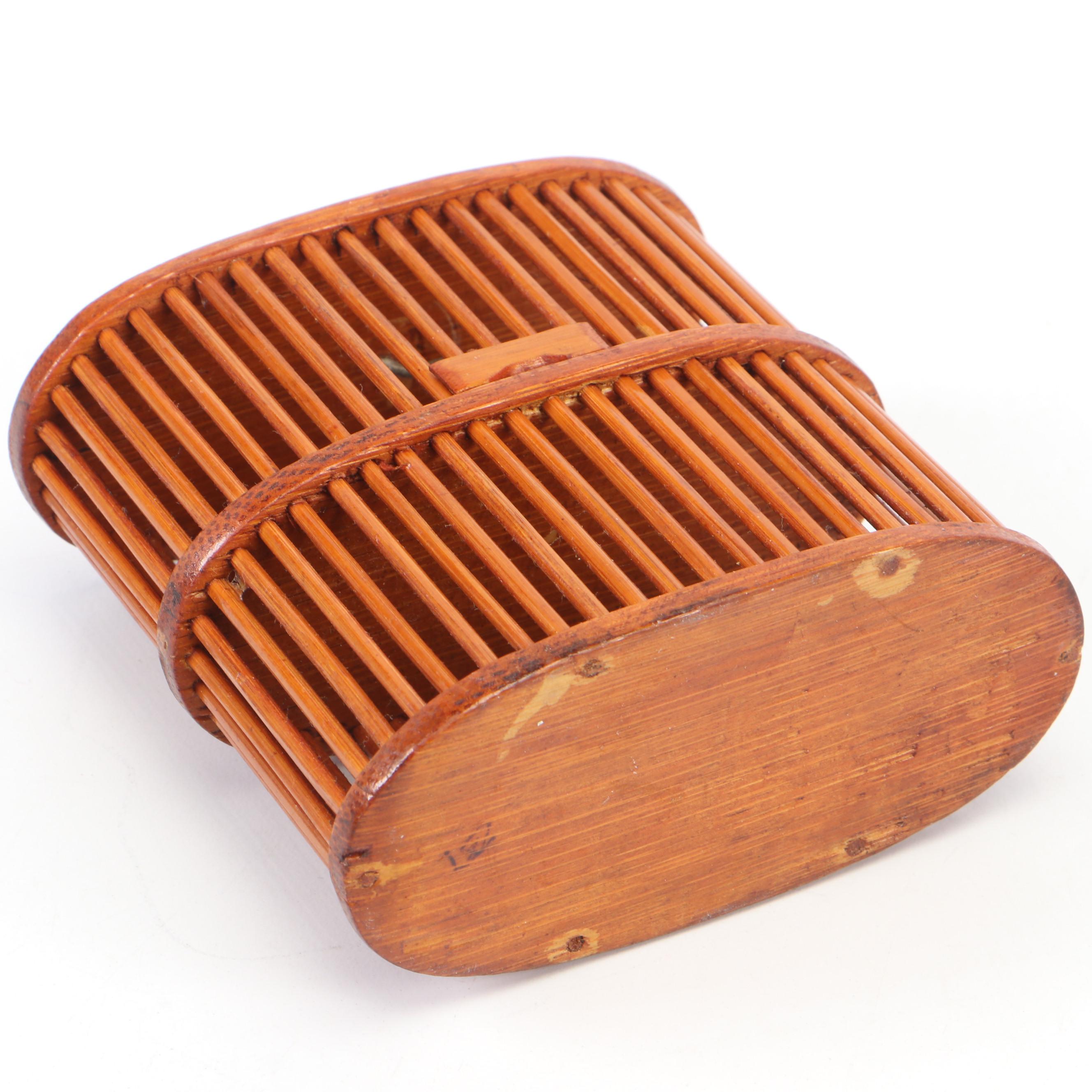 Handmade Bamboo Cricket Cages with Carved Wood Ganesha Figurine and More