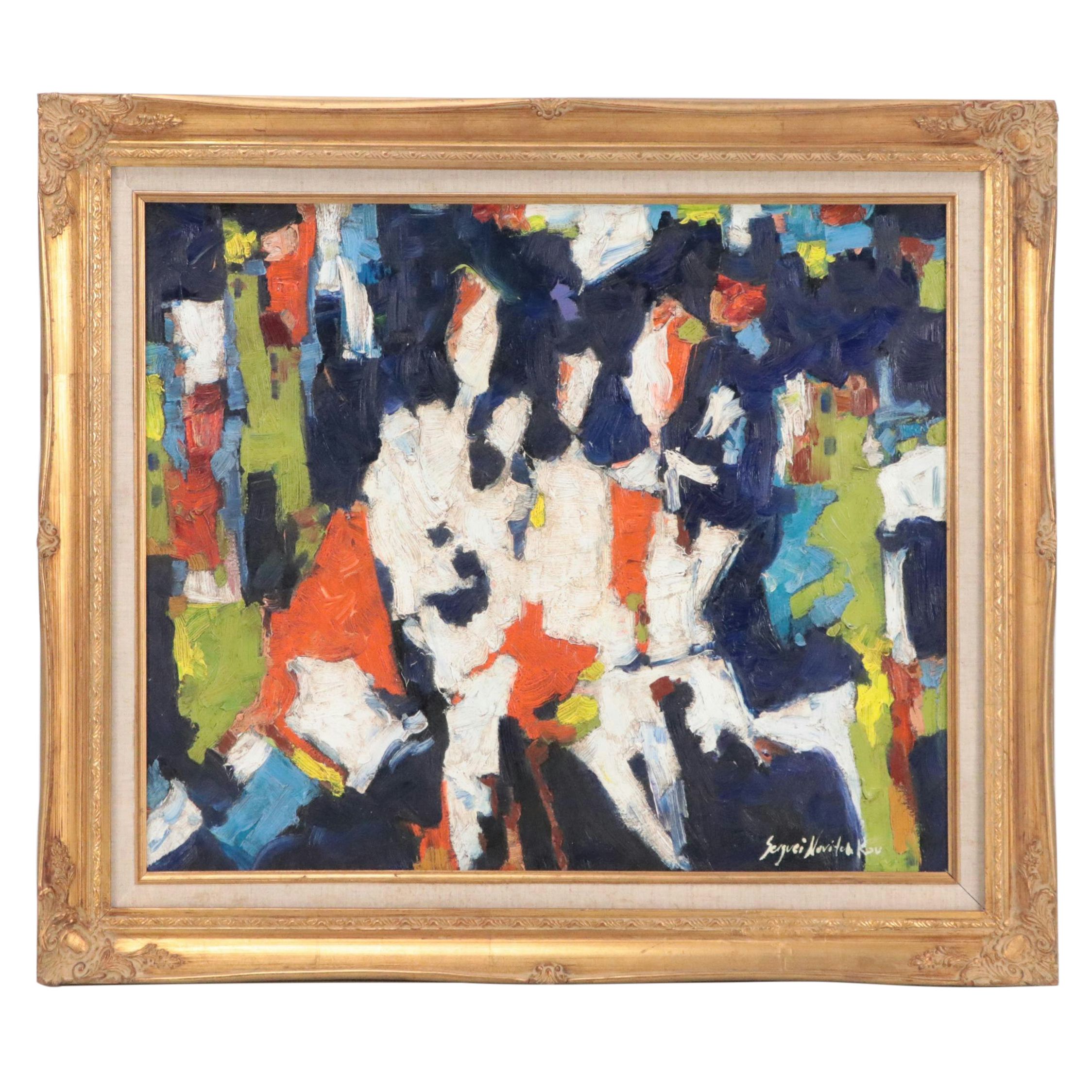 Serguei Novitchkov Abstract Oil Painting "Rhythm of Life," 2024