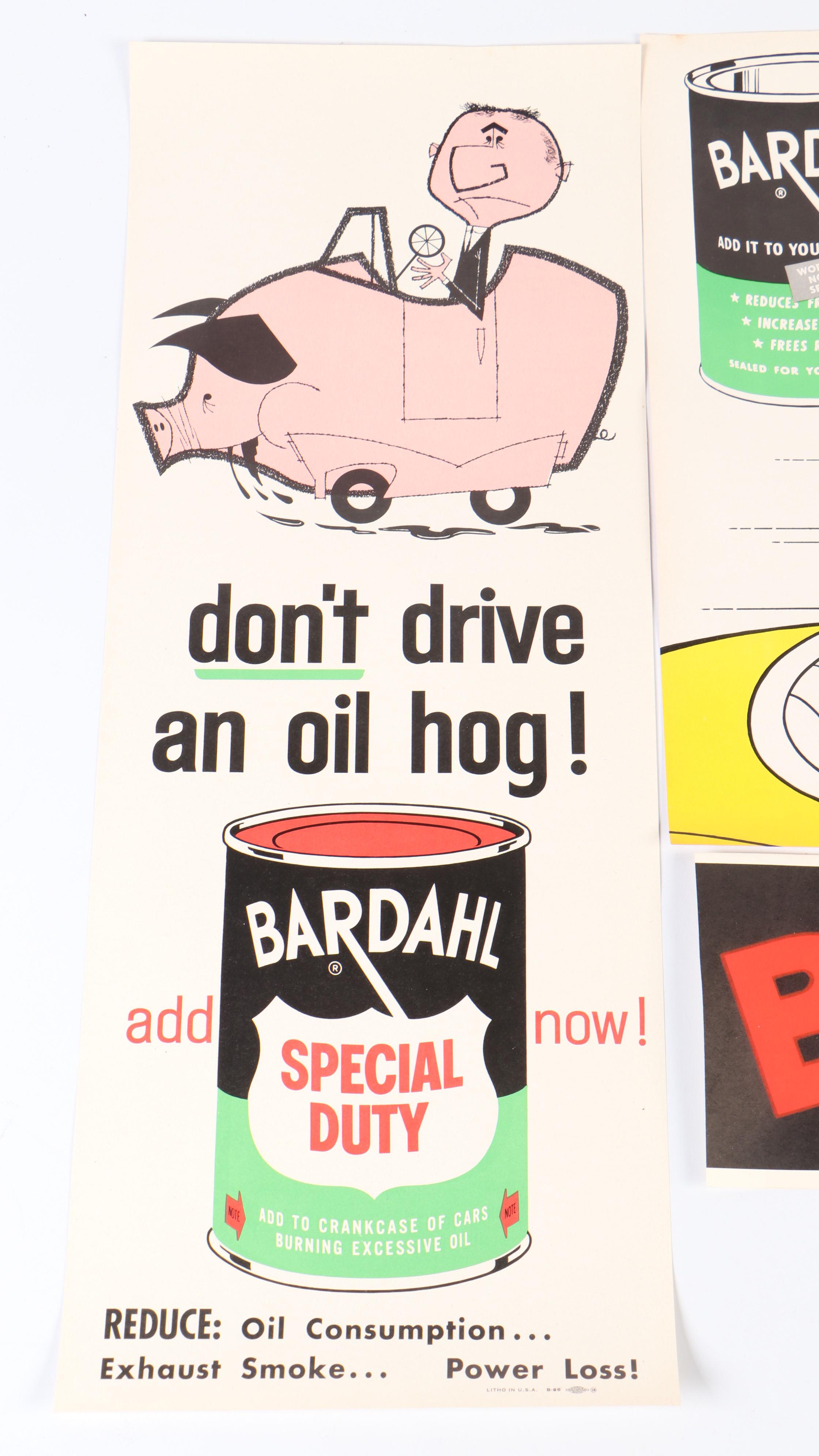 Bardahl Formula 2 and Special Duty Motor Oil Advertising Posters, Mid-20th C.