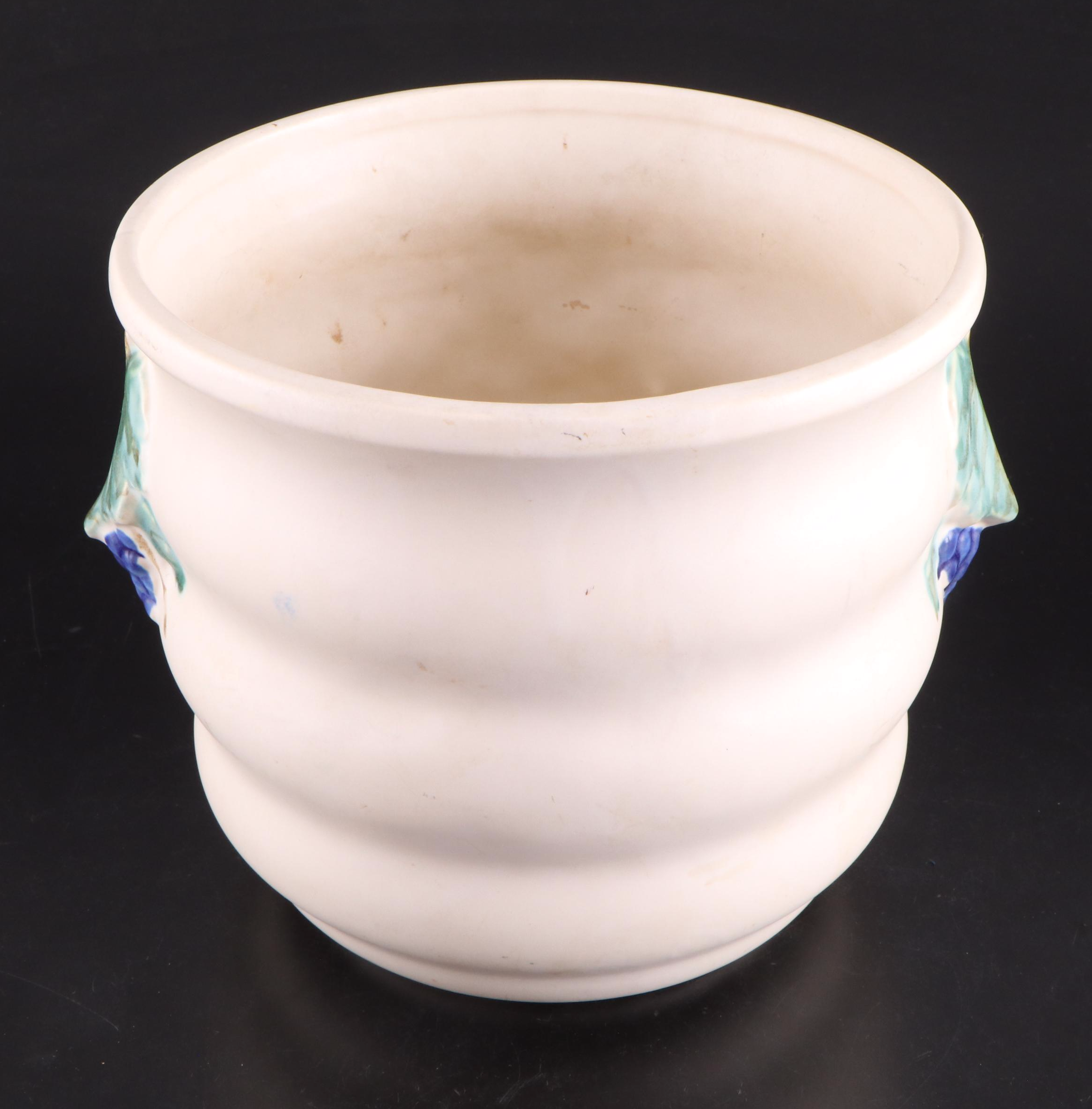 McCoy Pottery Grape Motif Ceramic Planter, Square Planter, and Vases