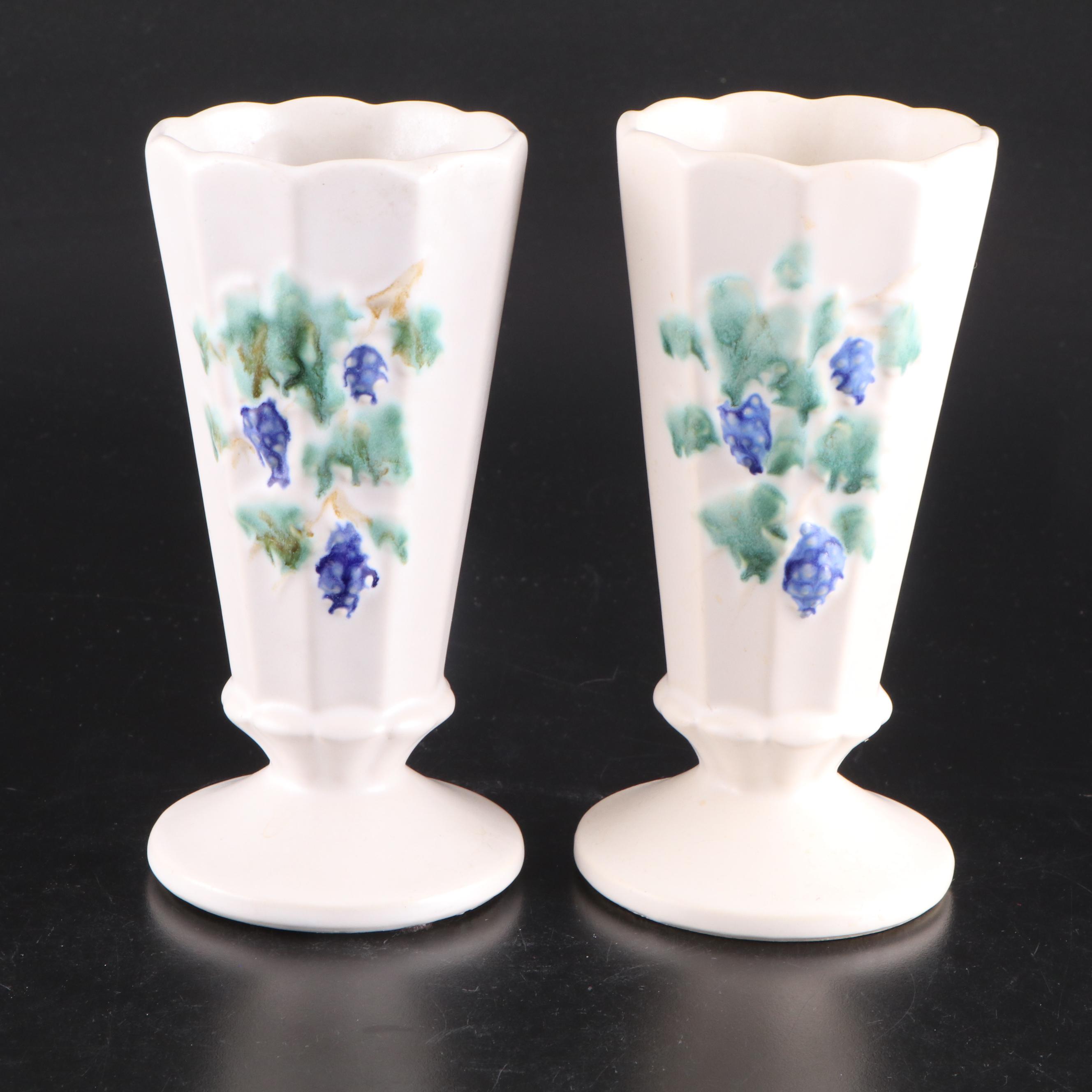 McCoy Pottery Grape Motif Ceramic Planter, Square Planter, and Vases