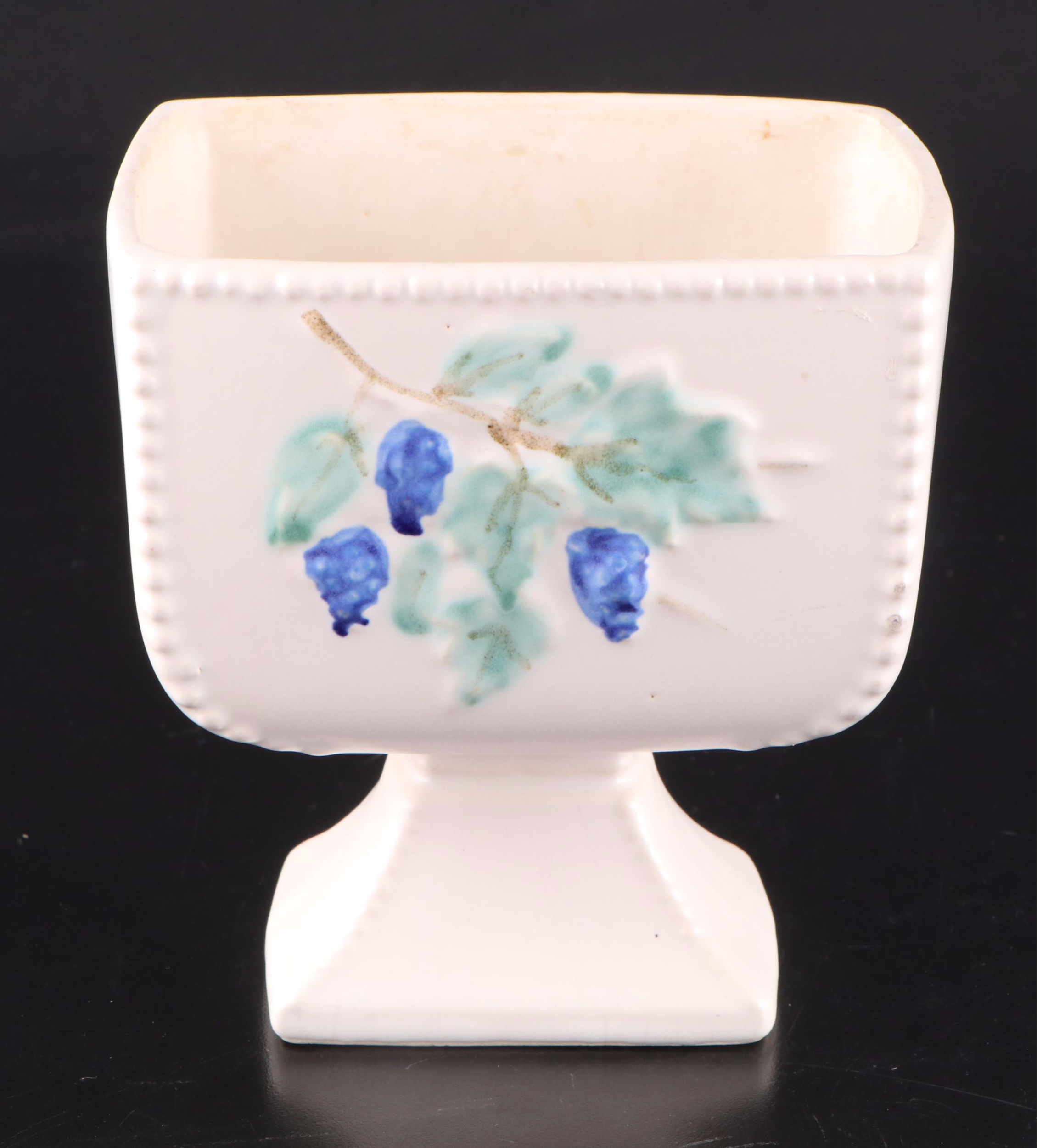 McCoy Pottery Grape Motif Ceramic Planter, Square Planter, and Vases