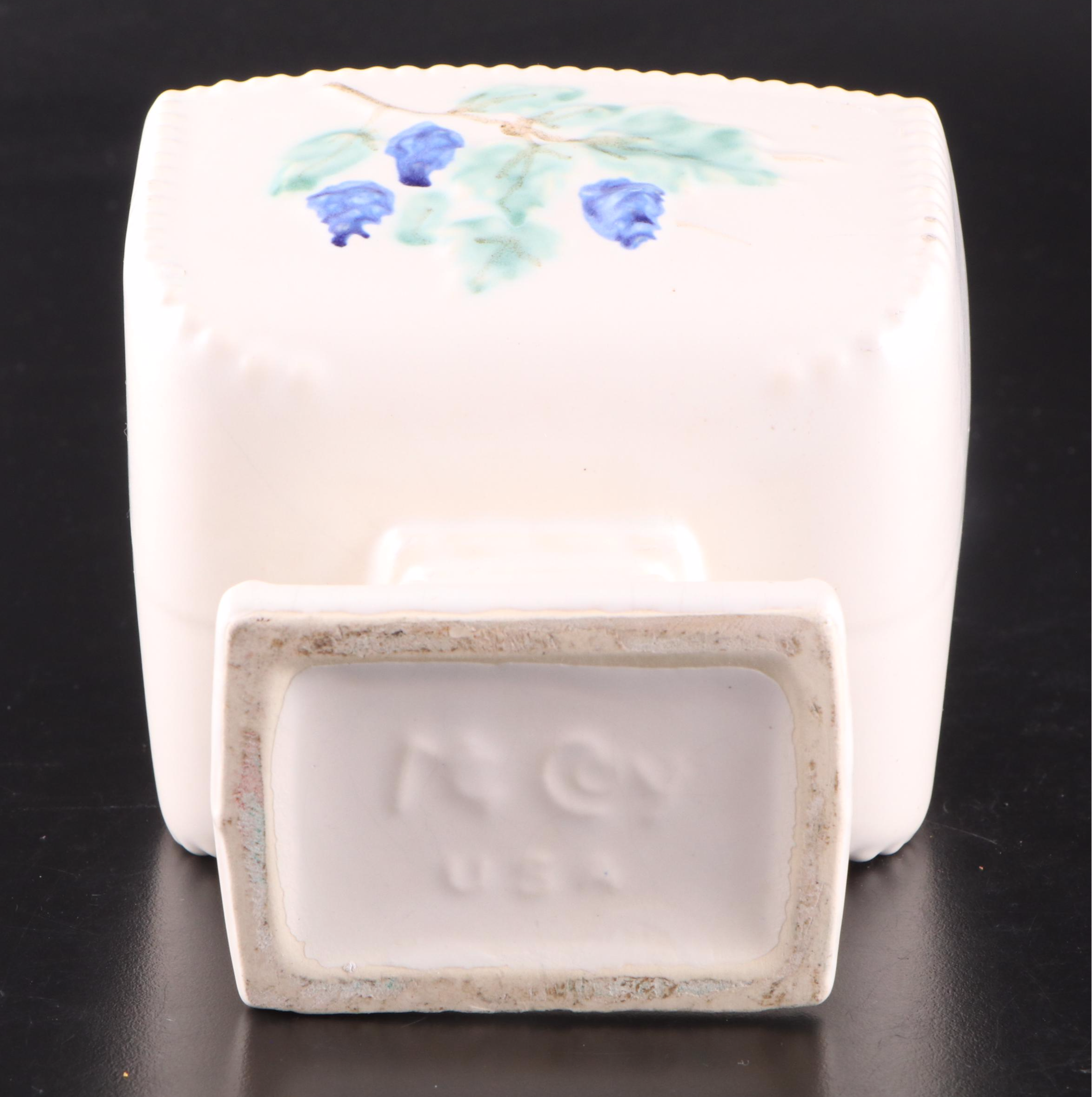 McCoy Pottery Grape Motif Ceramic Planter, Square Planter, and Vases