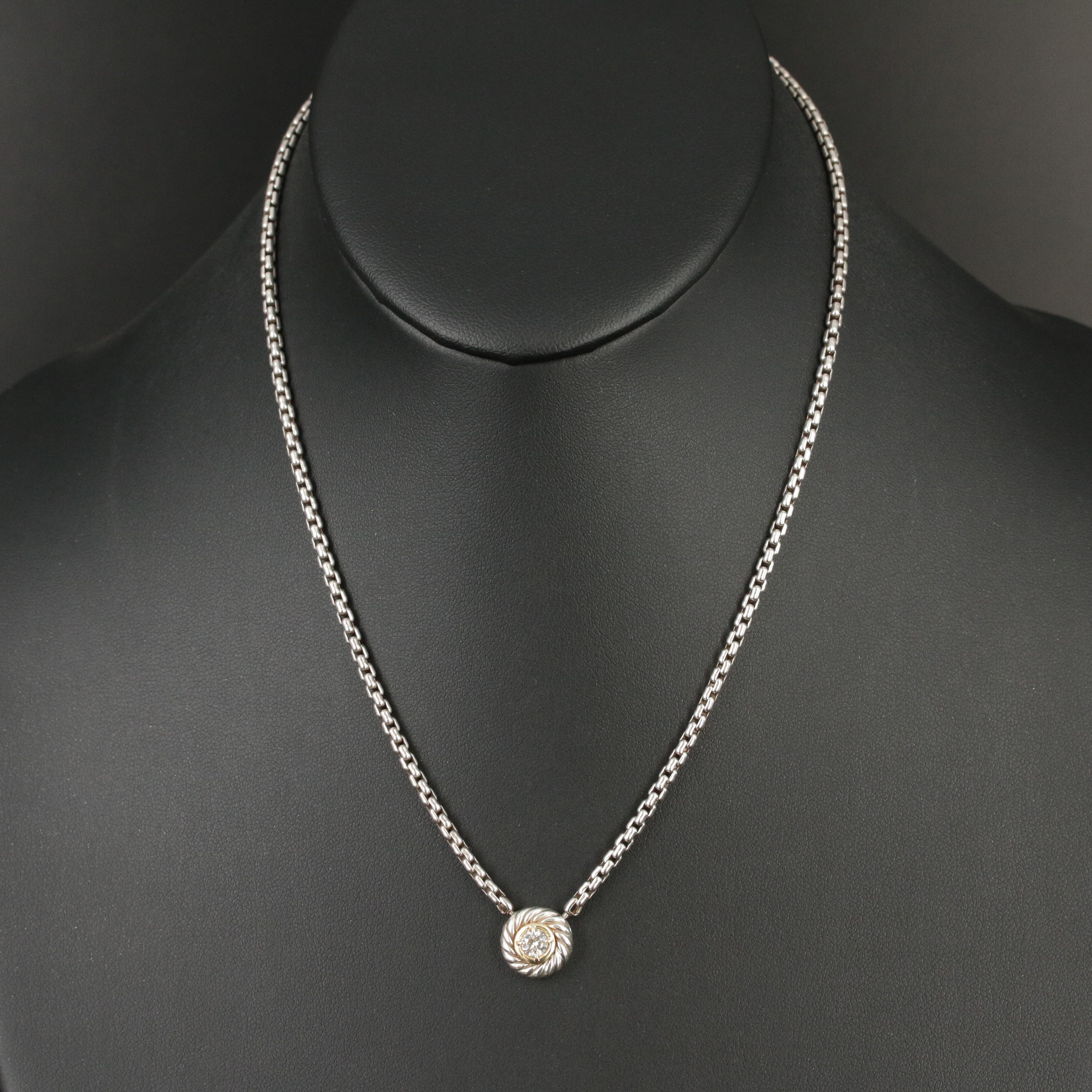 David Yurman Sterling and 0.30 CT Diamond "Cookie" Necklace with 18K Accent