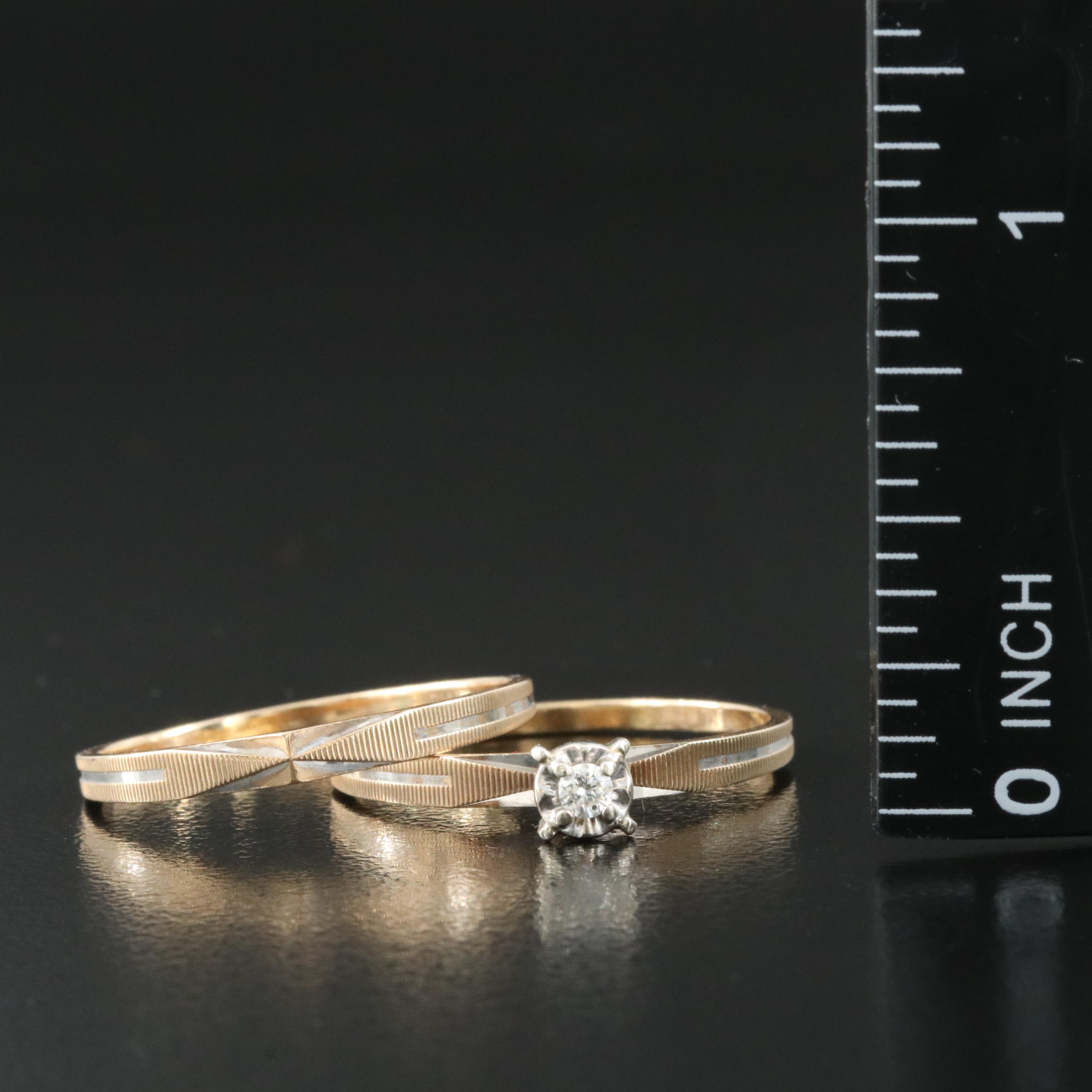 10K 0.05 CT Diamond Ring Set
