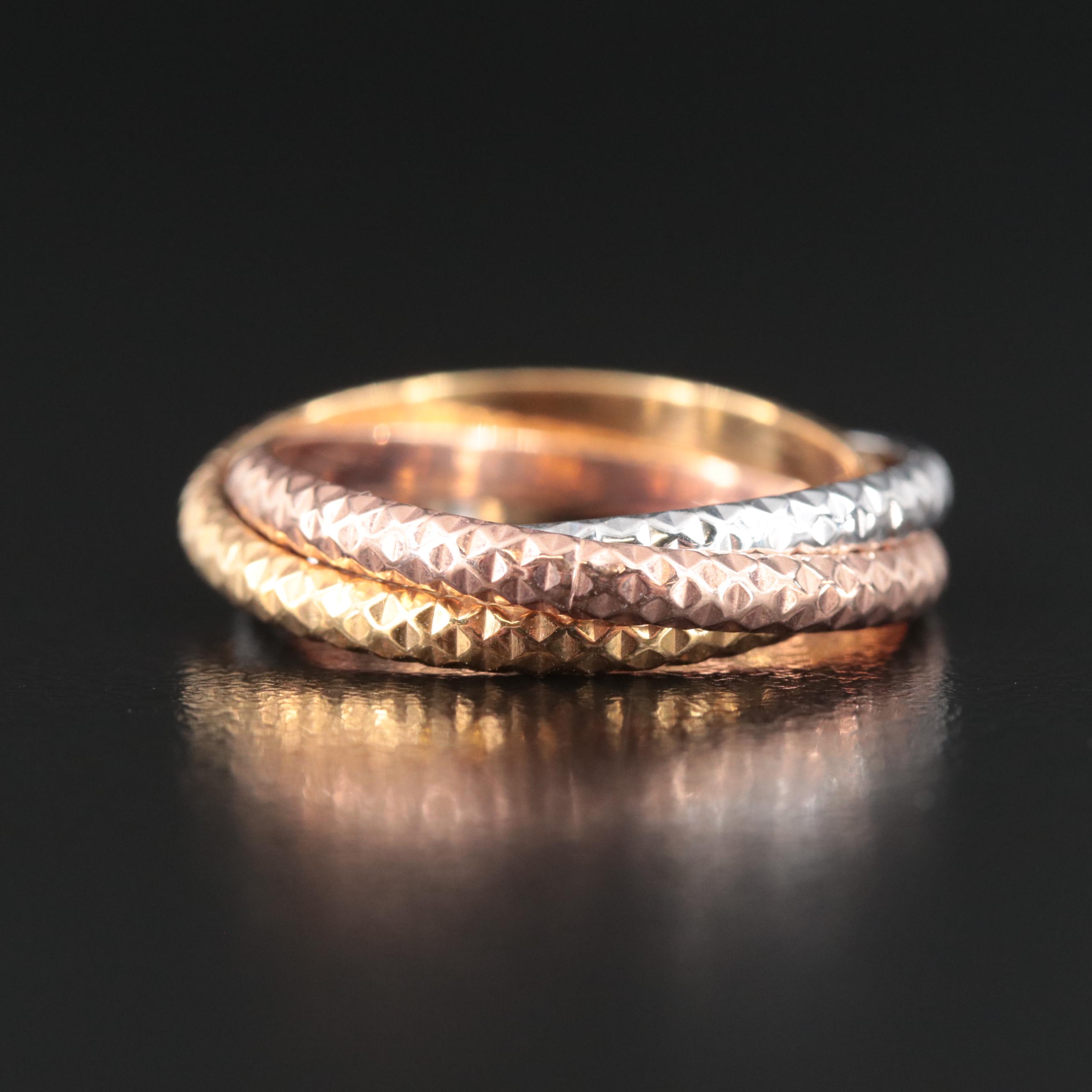 14K Tri-Color Rolling Ring