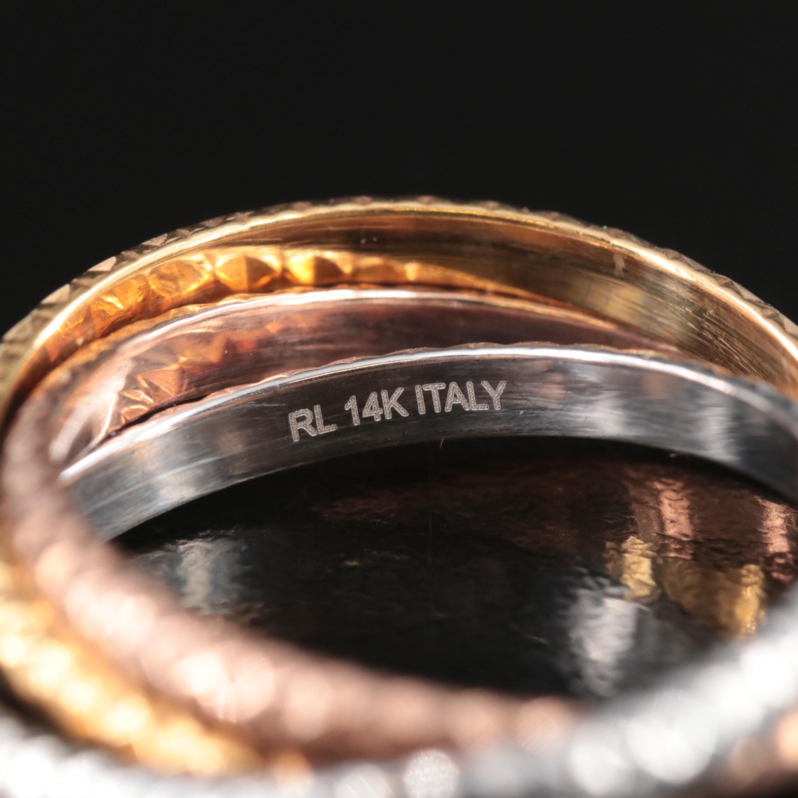 14K Tri-Color Rolling Ring