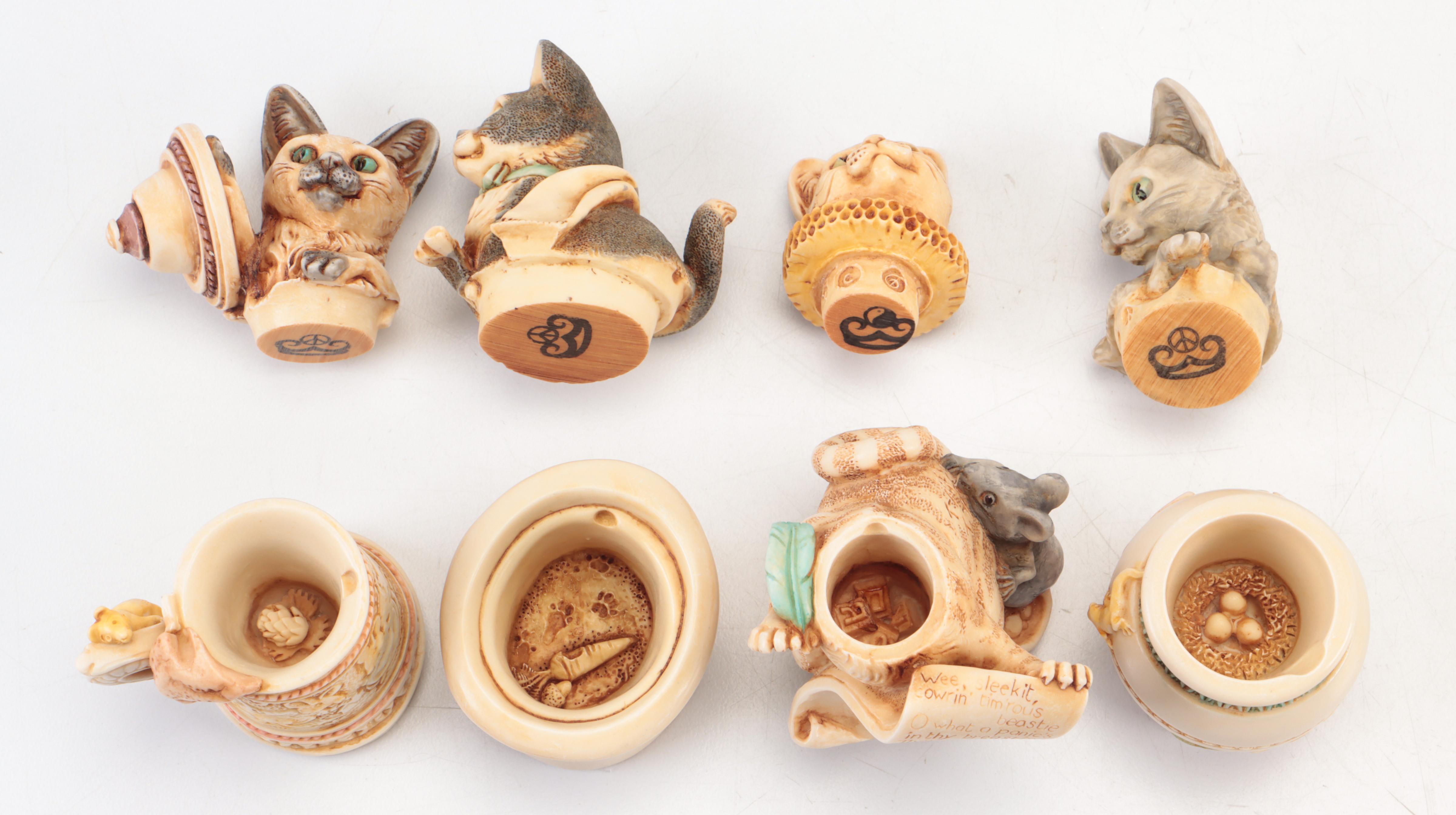 English Harmony Kingdom Figural Cat Keepsake Boxes, Vintage