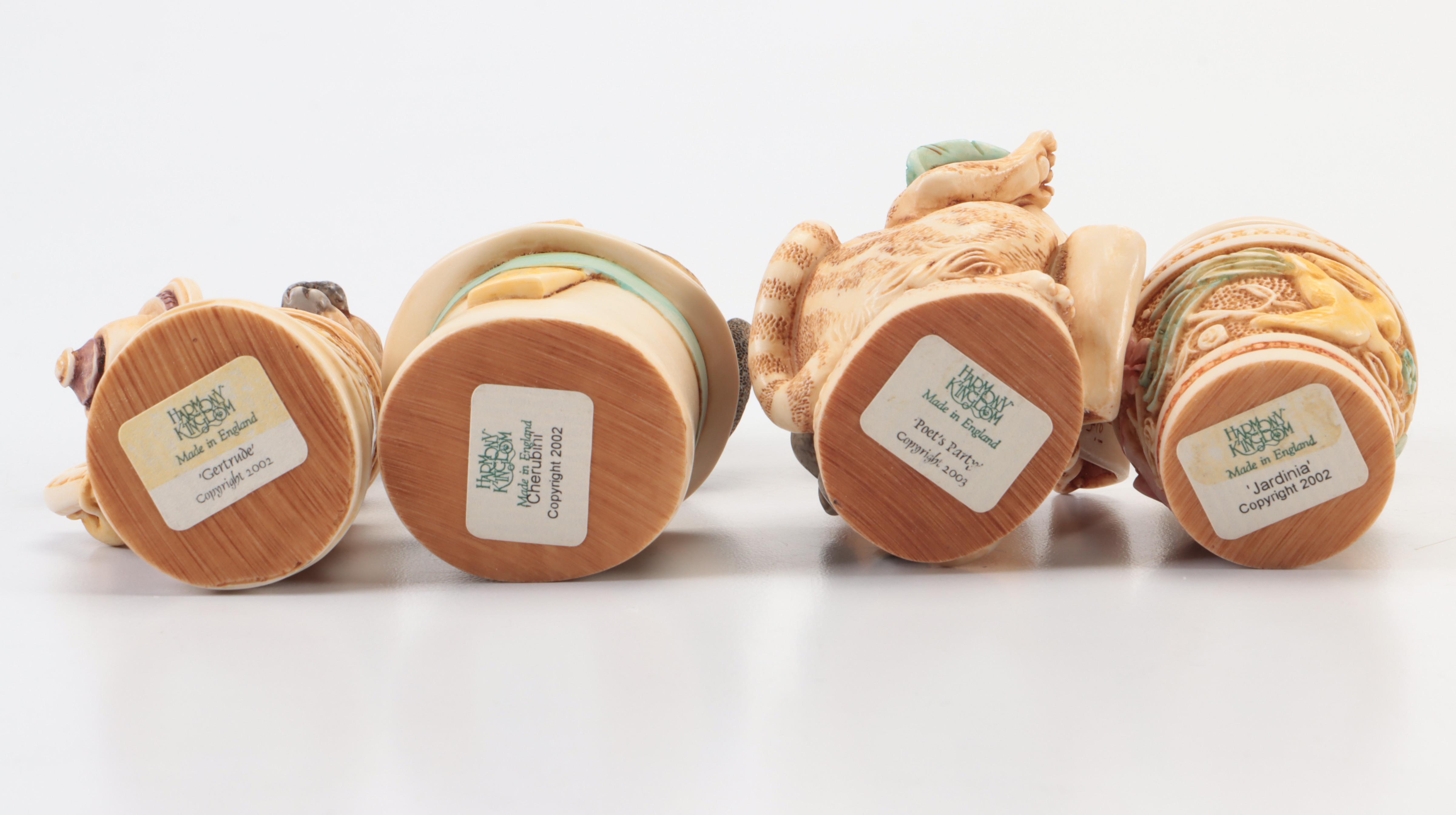 English Harmony Kingdom Figural Cat Keepsake Boxes, Vintage