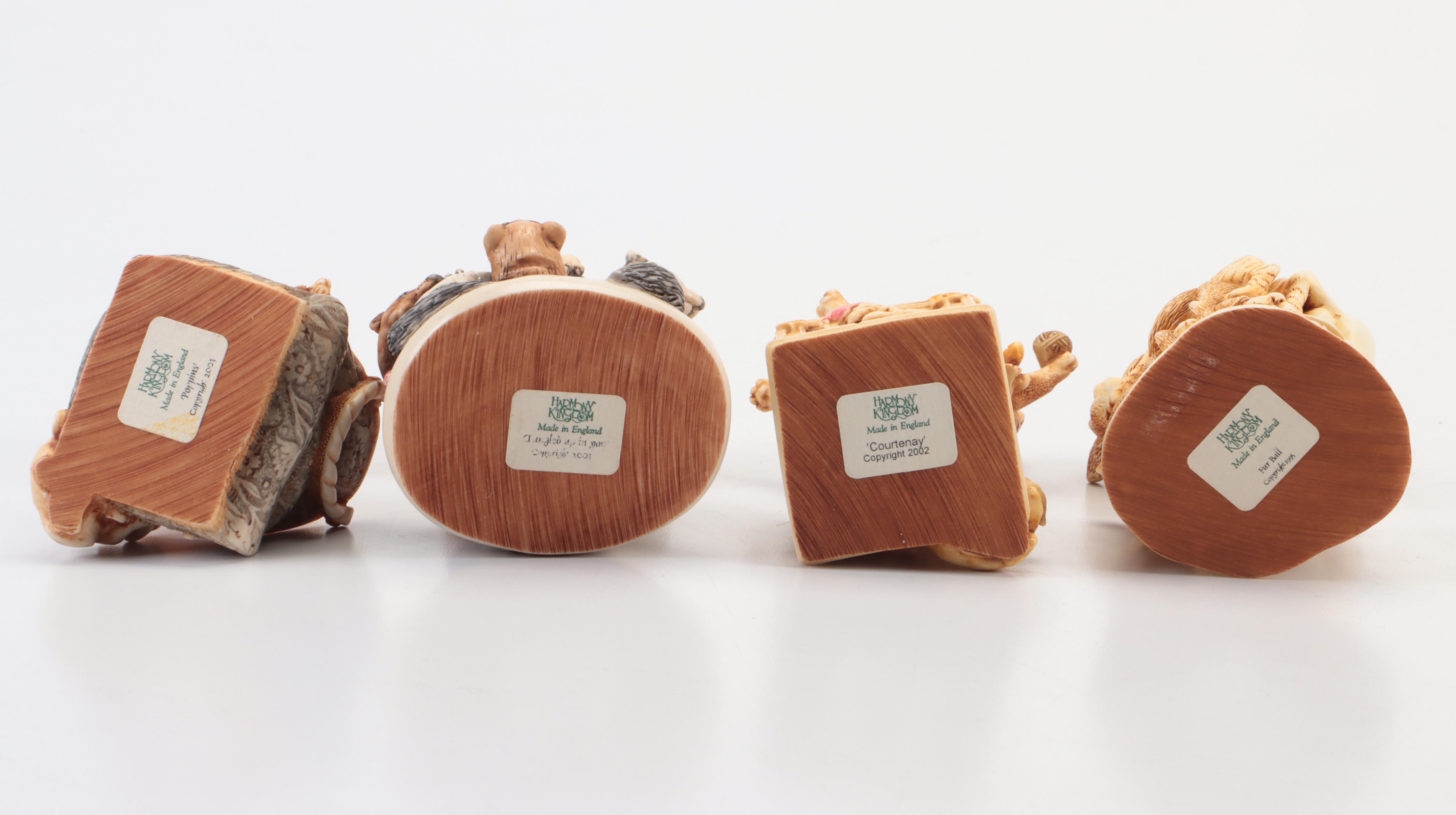 English Harmony Kingdom Figural Cat Keepsake Boxes, Vintage