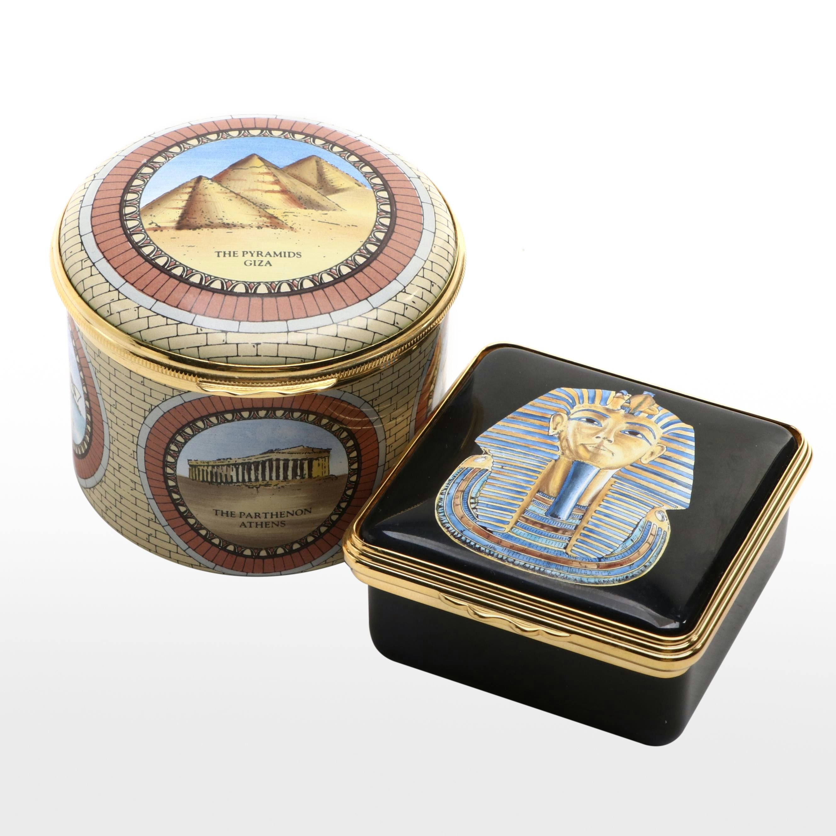 Halcyon Days Limited Edition "Tutankhamun" and Other Enameled Box