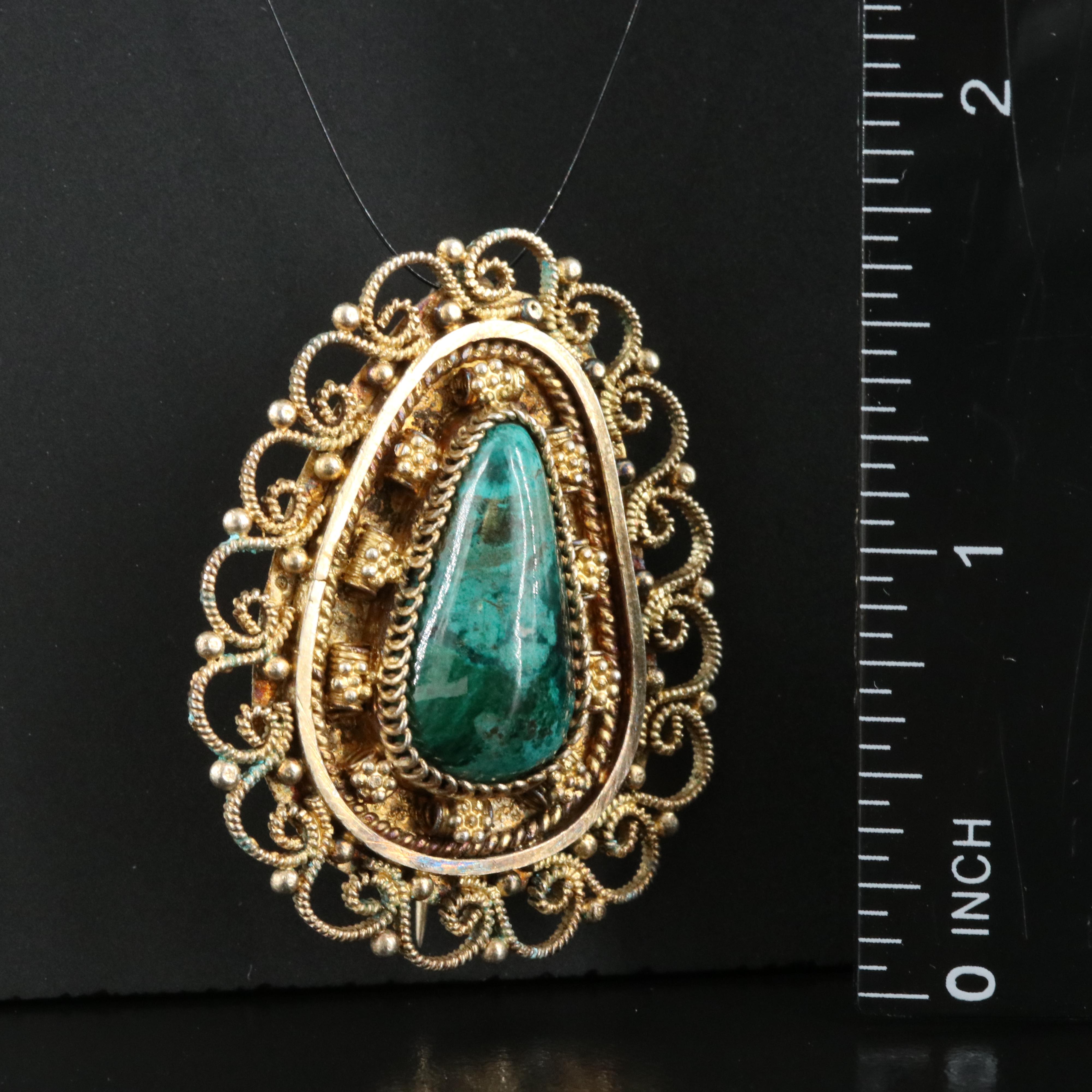 Vintage Israeli Sterling Eilat Stone Brooch/Pendant