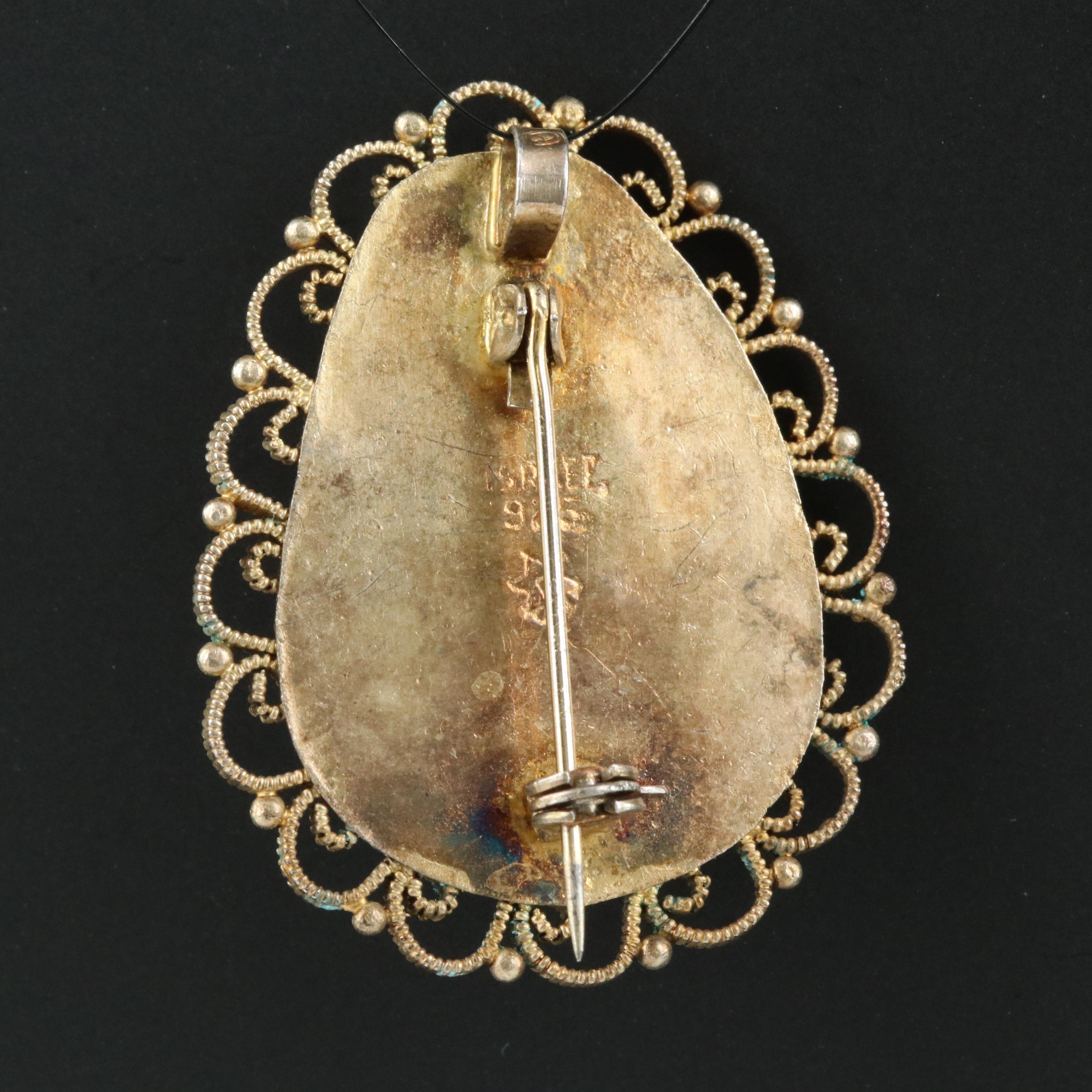 Vintage Israeli Sterling Eilat Stone Brooch/Pendant
