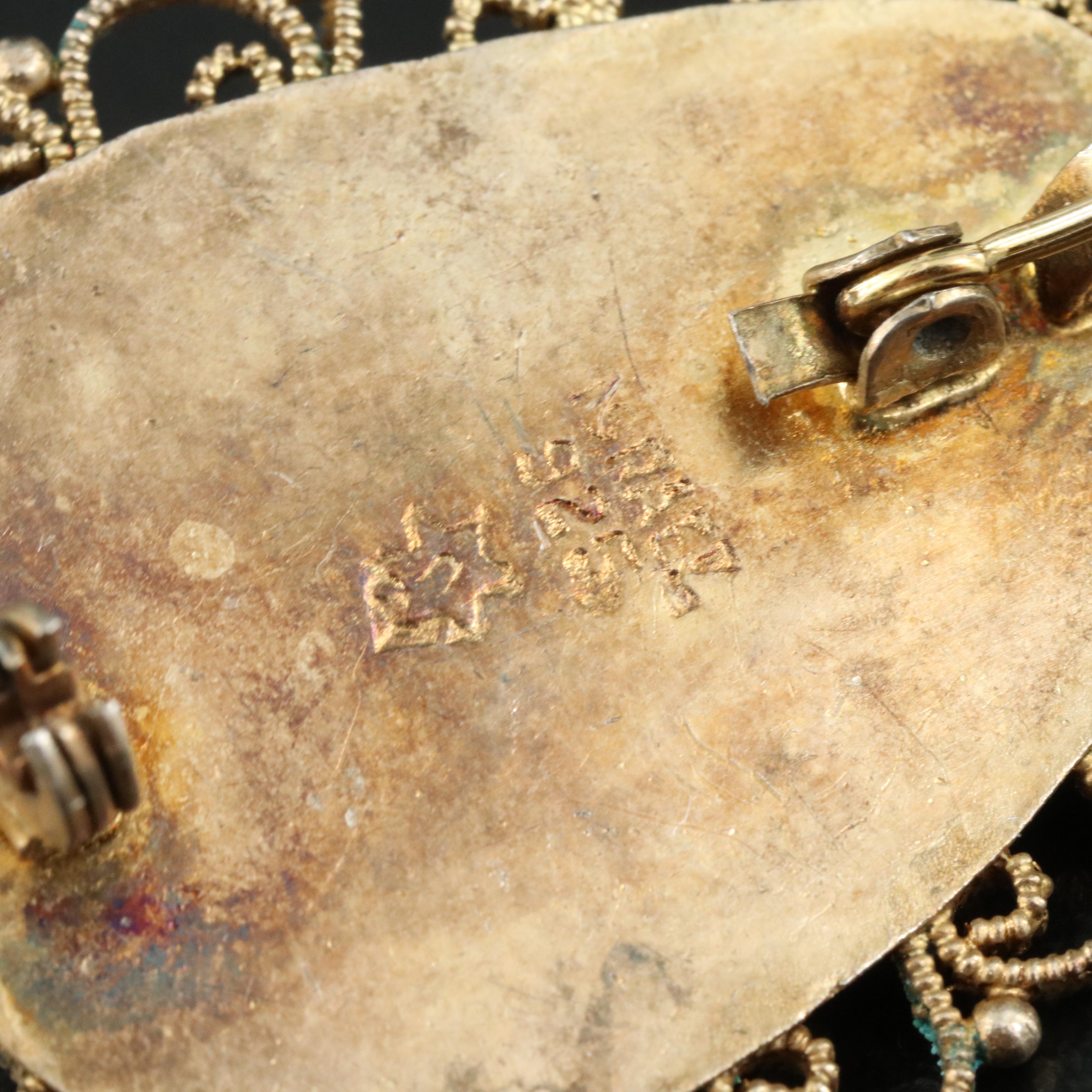 Vintage Israeli Sterling Eilat Stone Brooch/Pendant