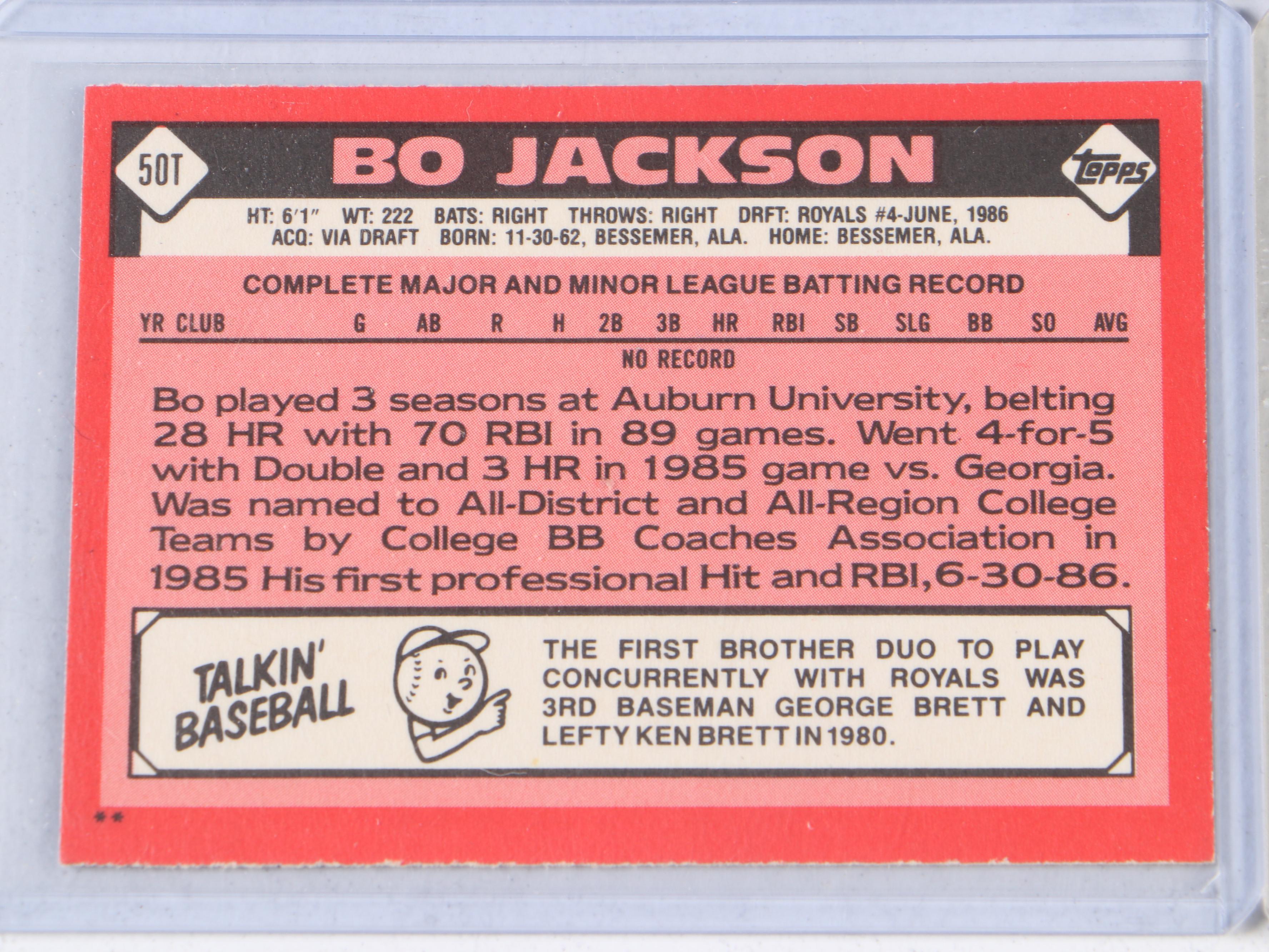 Bo Jackson Baseball Card Collection with Rookies and More, 1980s–2020s
