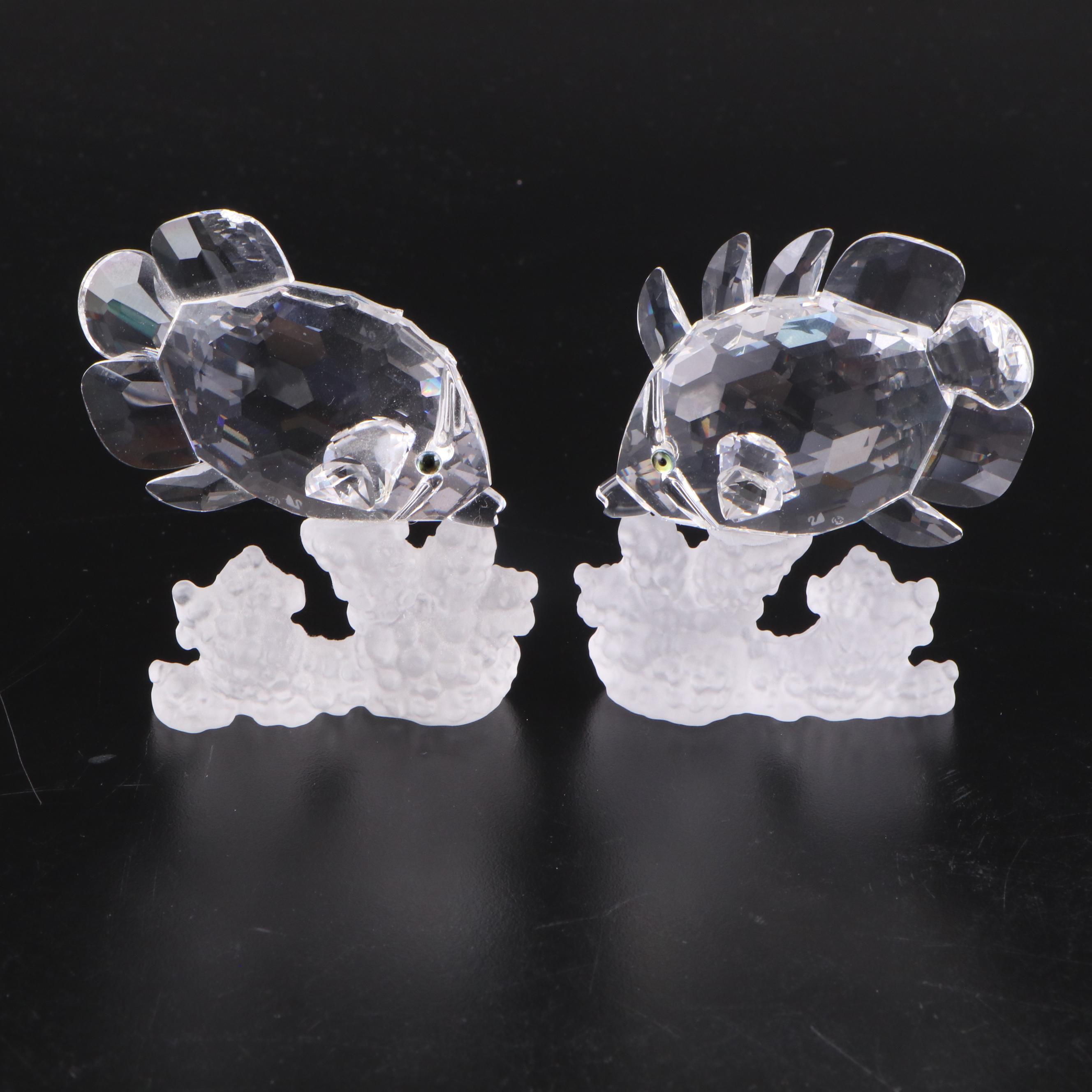 Swarovski "Siamese Fighting Fish" Crystal Fish Figurine with More Figurines