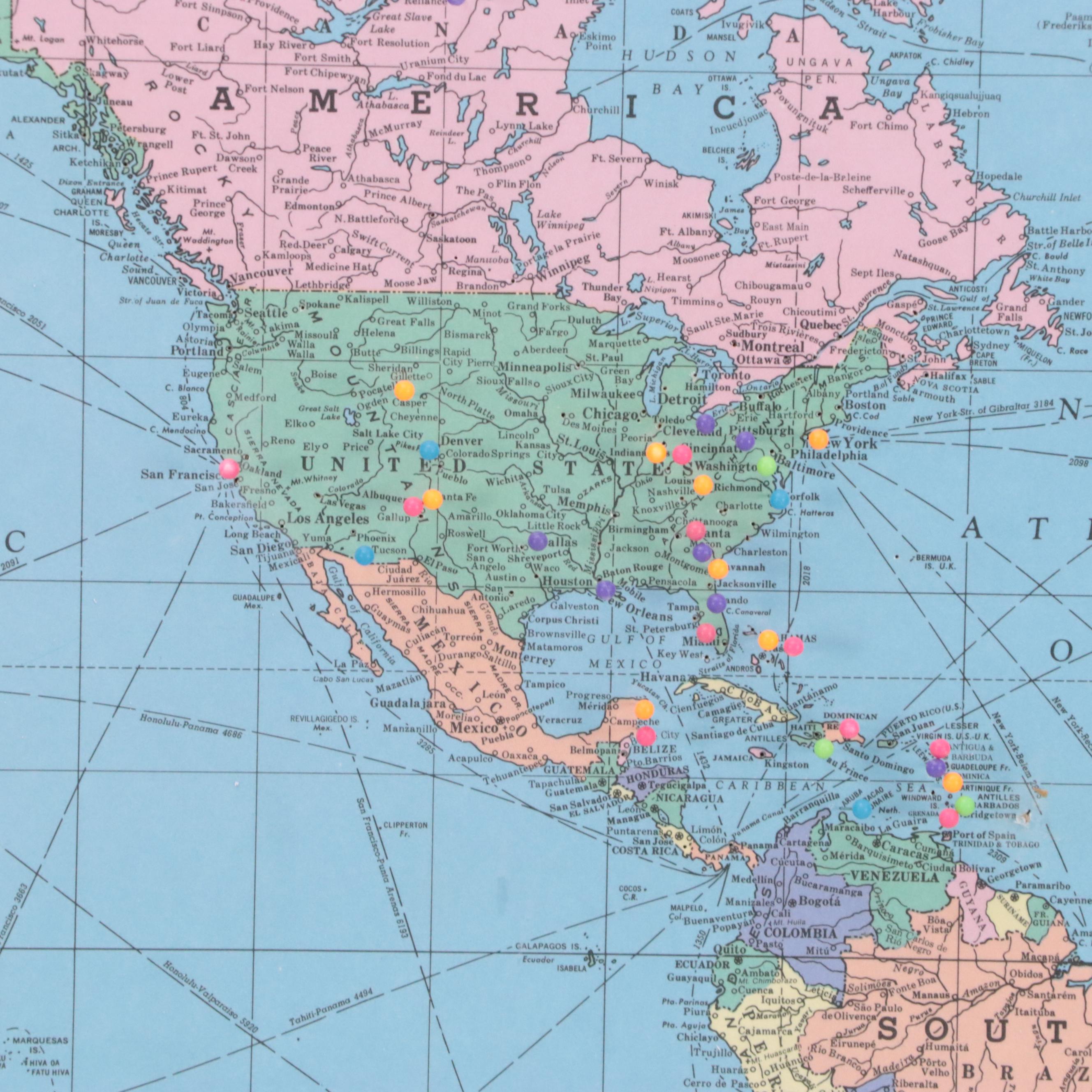 Colorprint "Map of the World" Pinboard, 1993