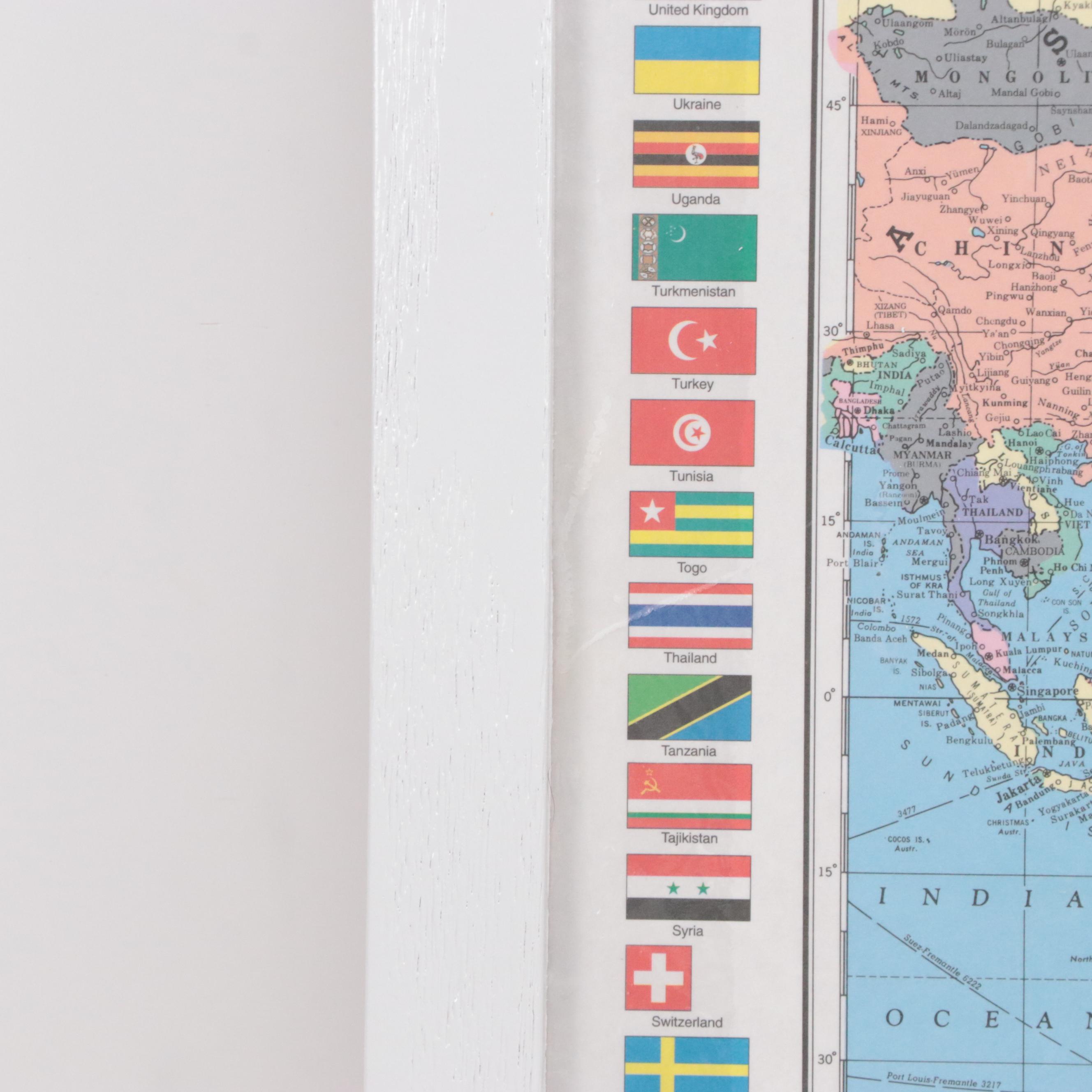 Colorprint "Map of the World" Pinboard, 1993