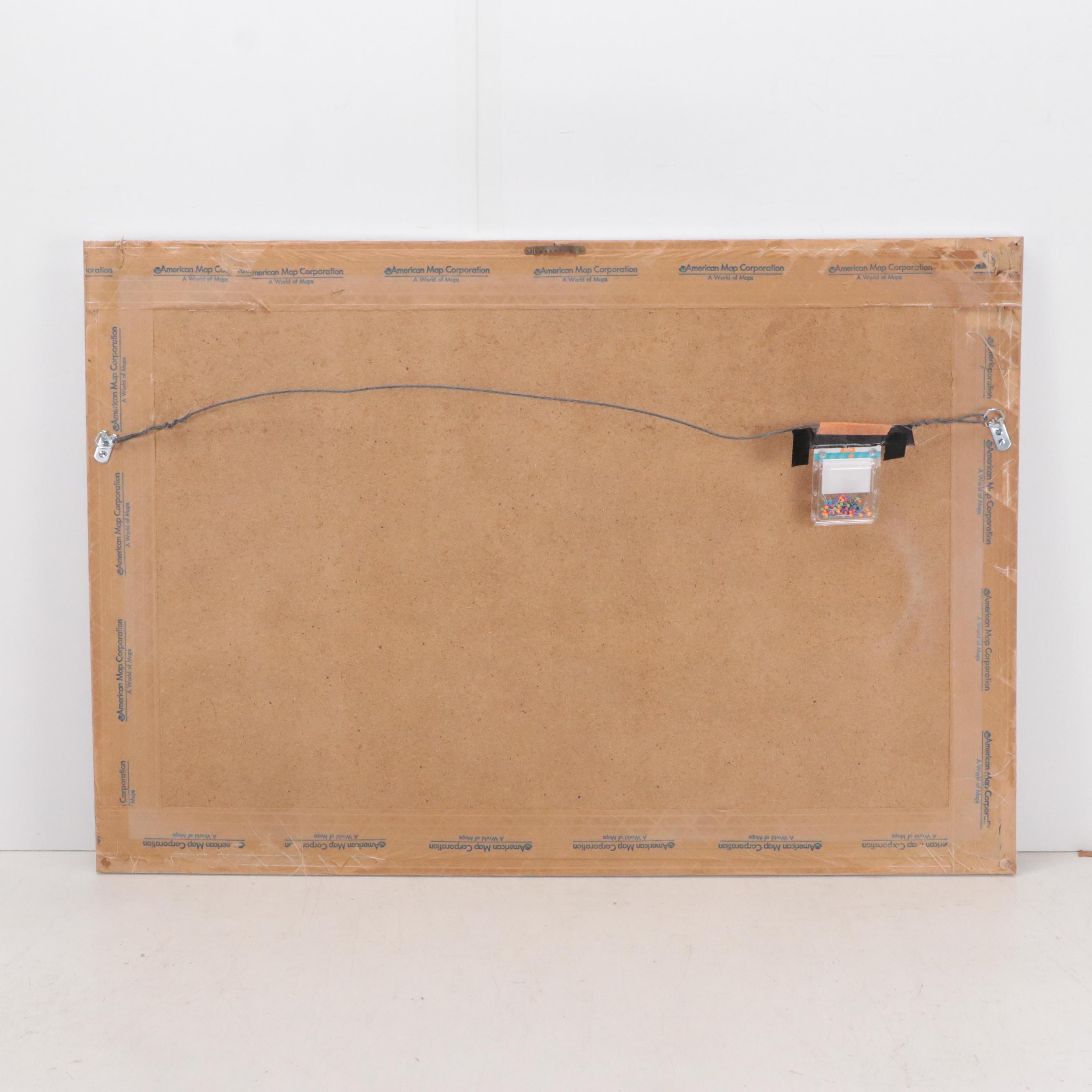 Colorprint "Map of the World" Pinboard, 1993