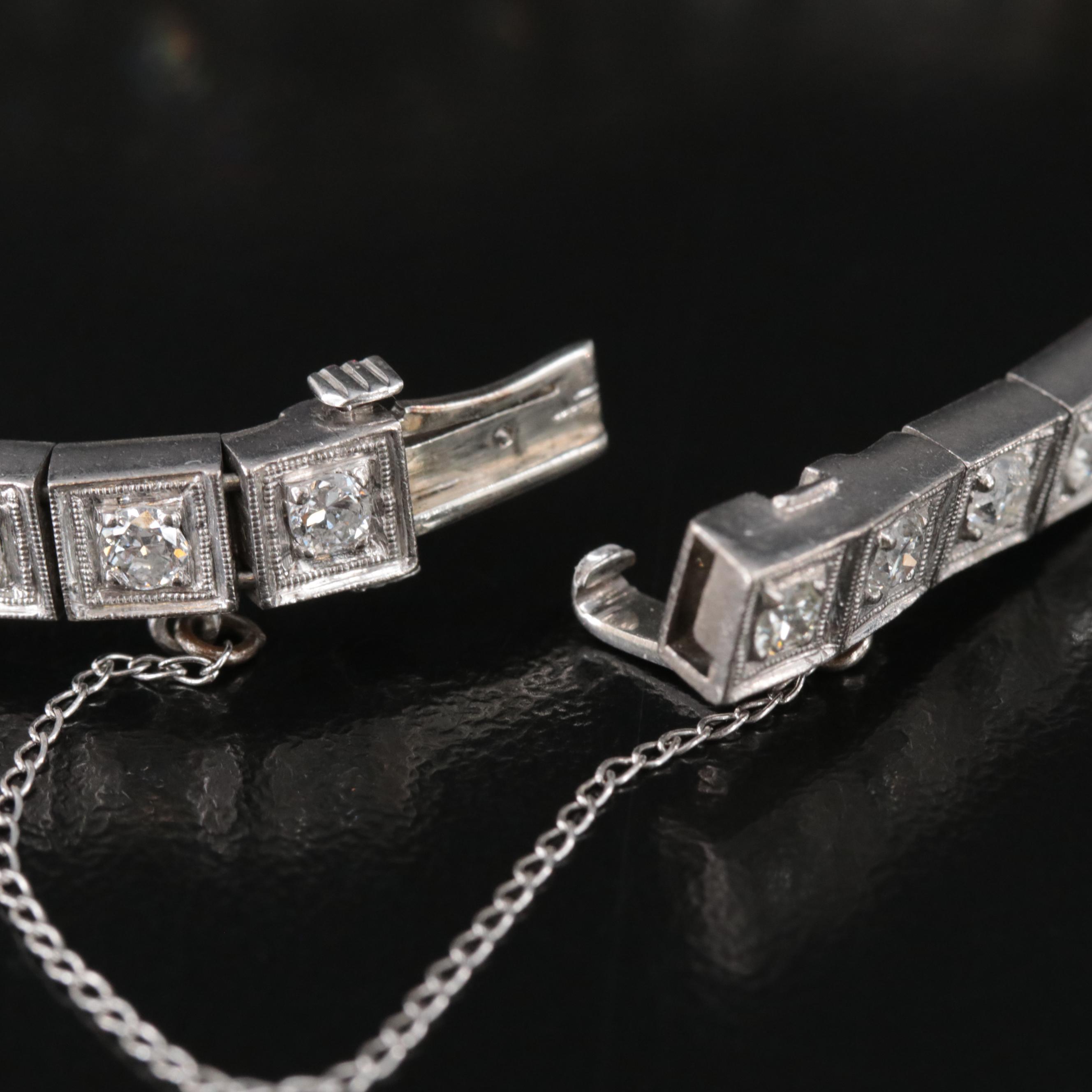 Art Deco 18K 4.71 CTW Diamond and Imitation Emerald Bracelet