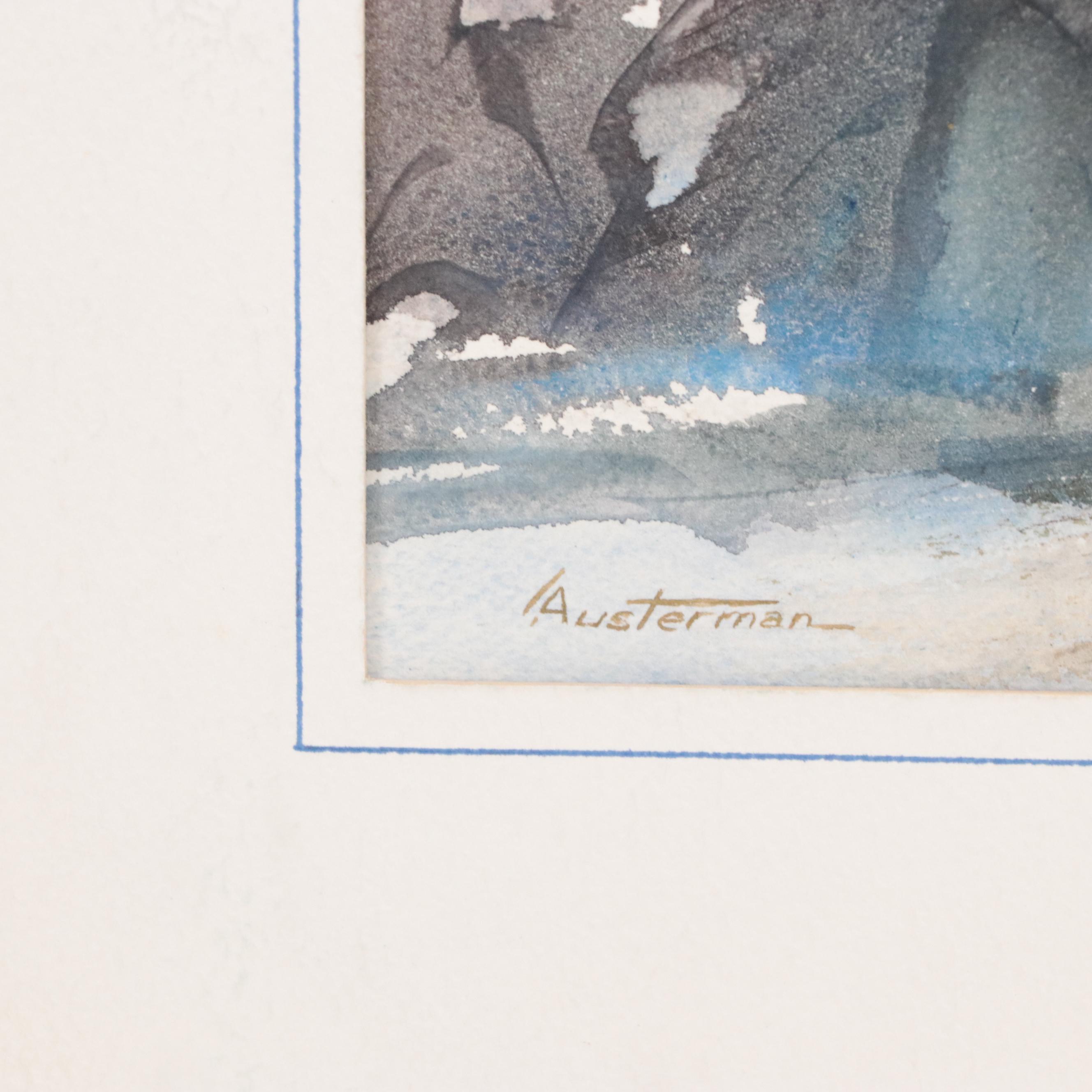 Louis Austerman Coastal Landscape Watercolor Painting