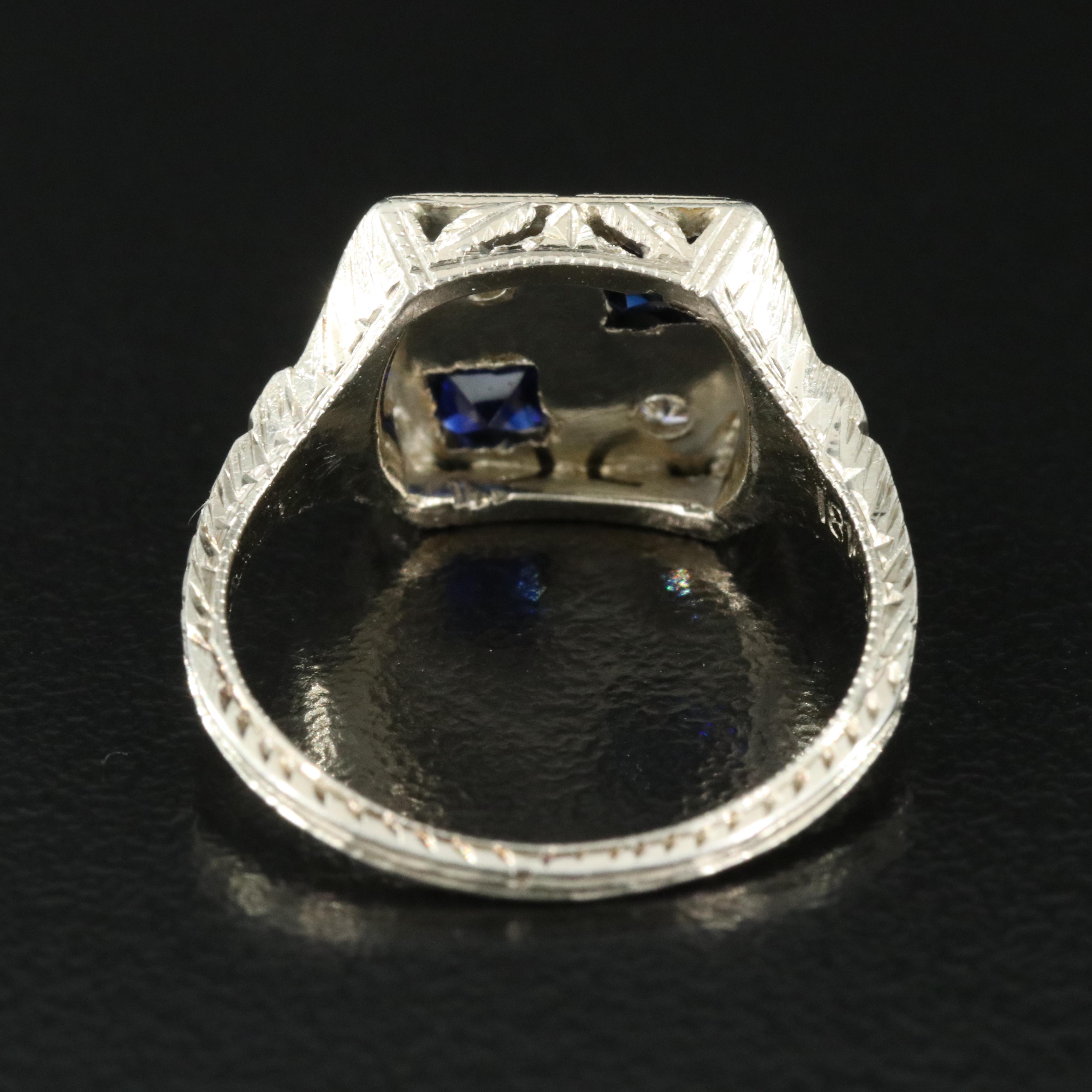 Art Deco Belais Brothers 18K Diamond and Sapphire Ring
