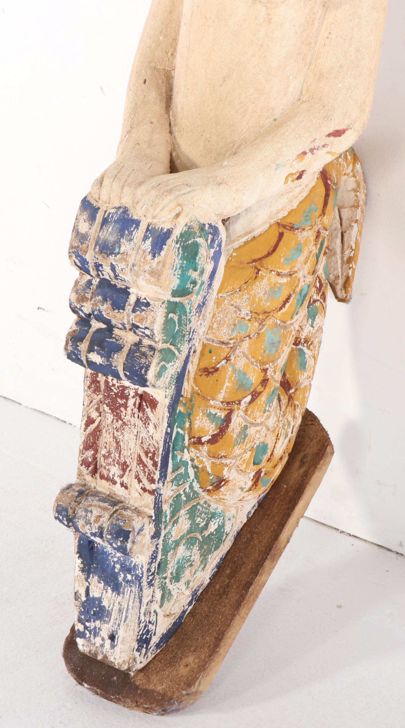 Carved Polychrome Wood Figurehead Style Mermaid