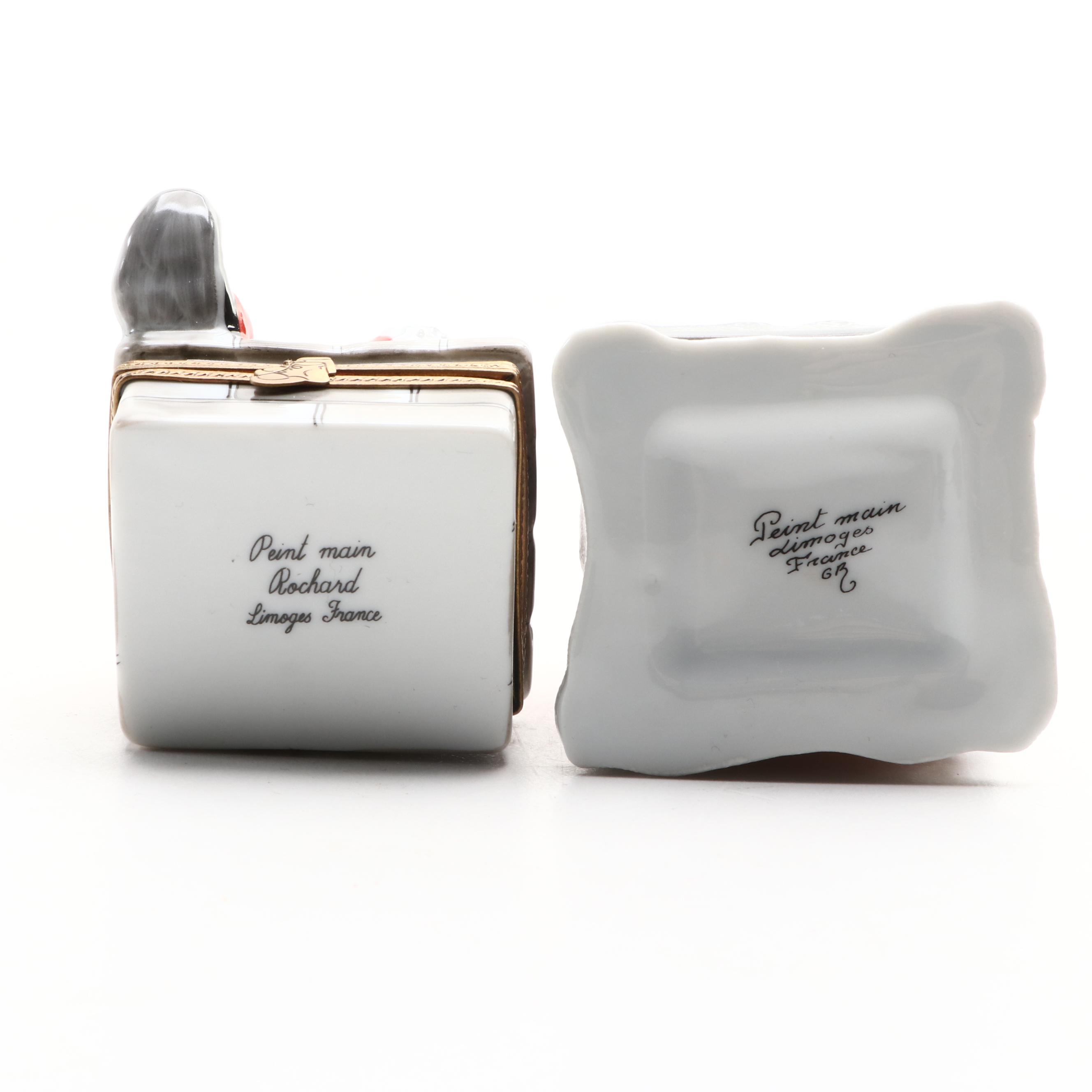 Rochard and Other Hand-Painted Porcelain Santa Claus Limoges Boxes