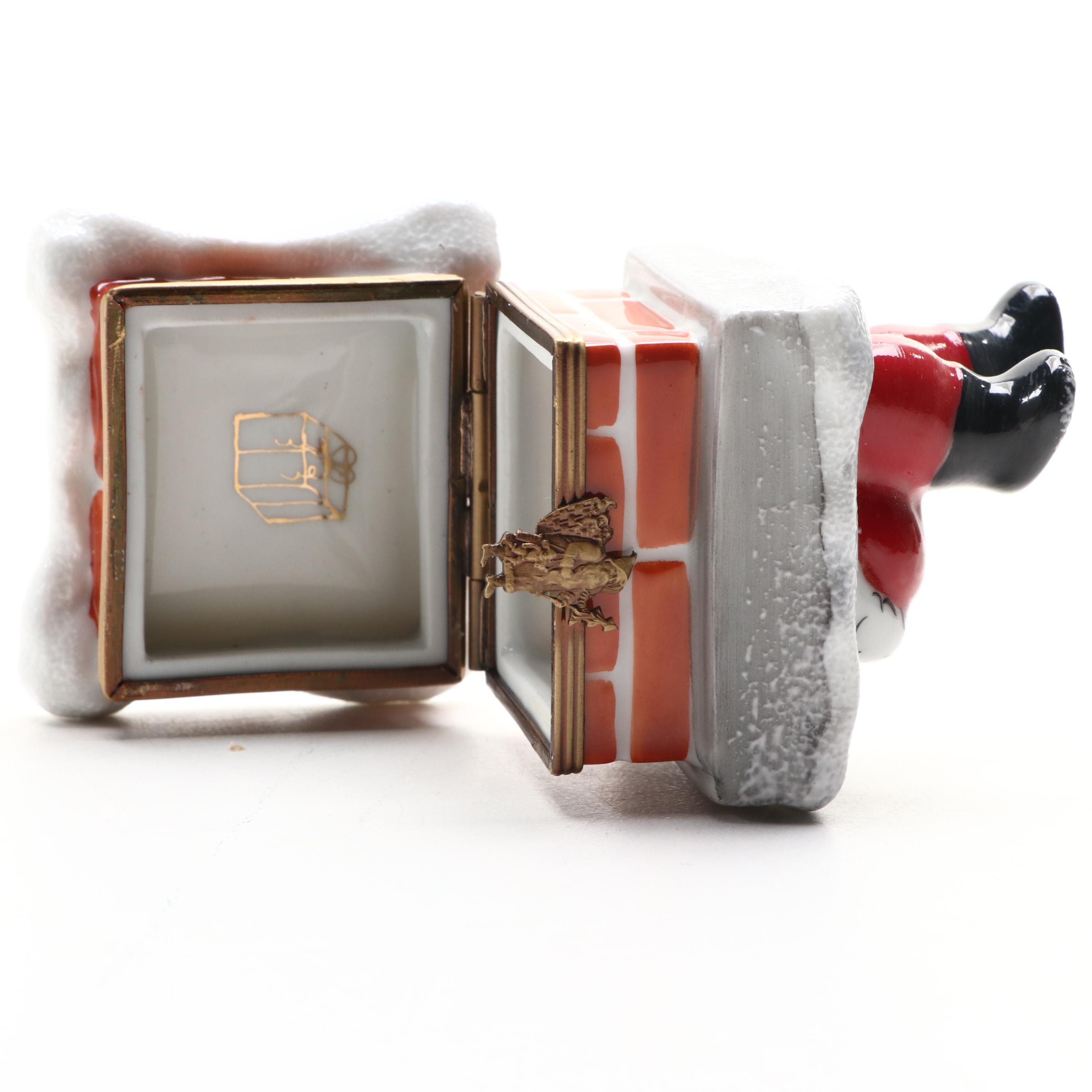 Rochard and Other Hand-Painted Porcelain Santa Claus Limoges Boxes