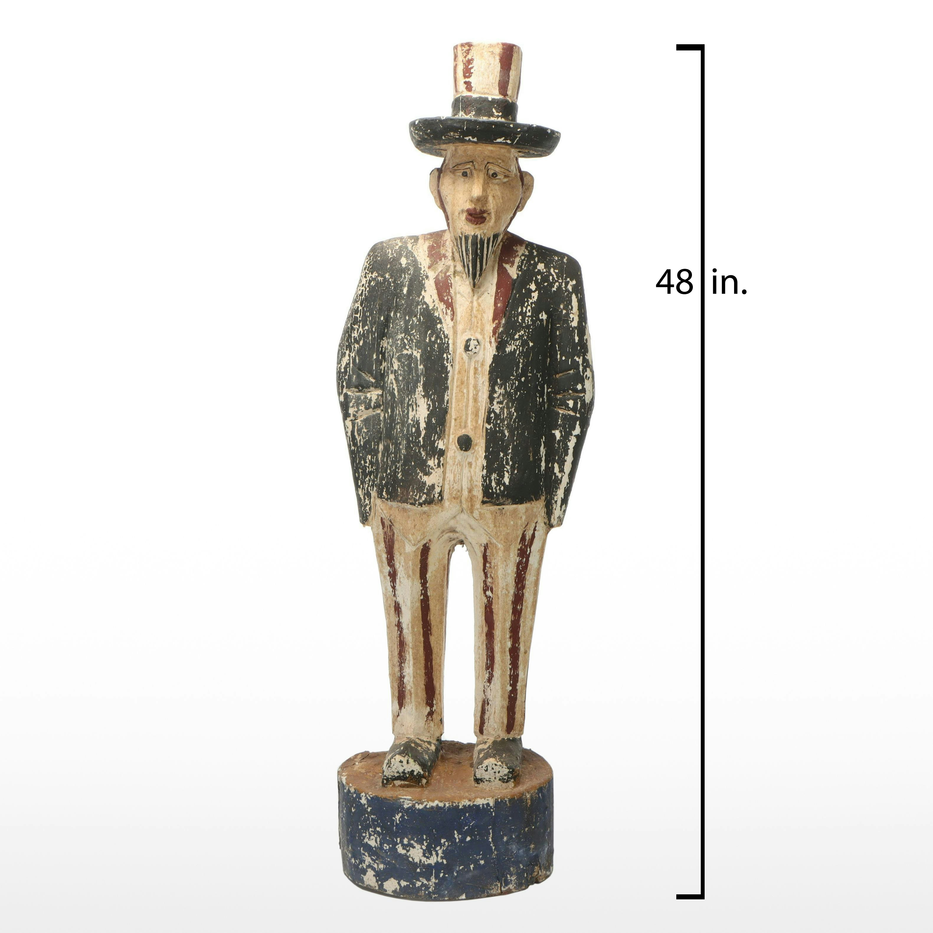 Hand-Carved and Painted Folk Art Uncle Sam