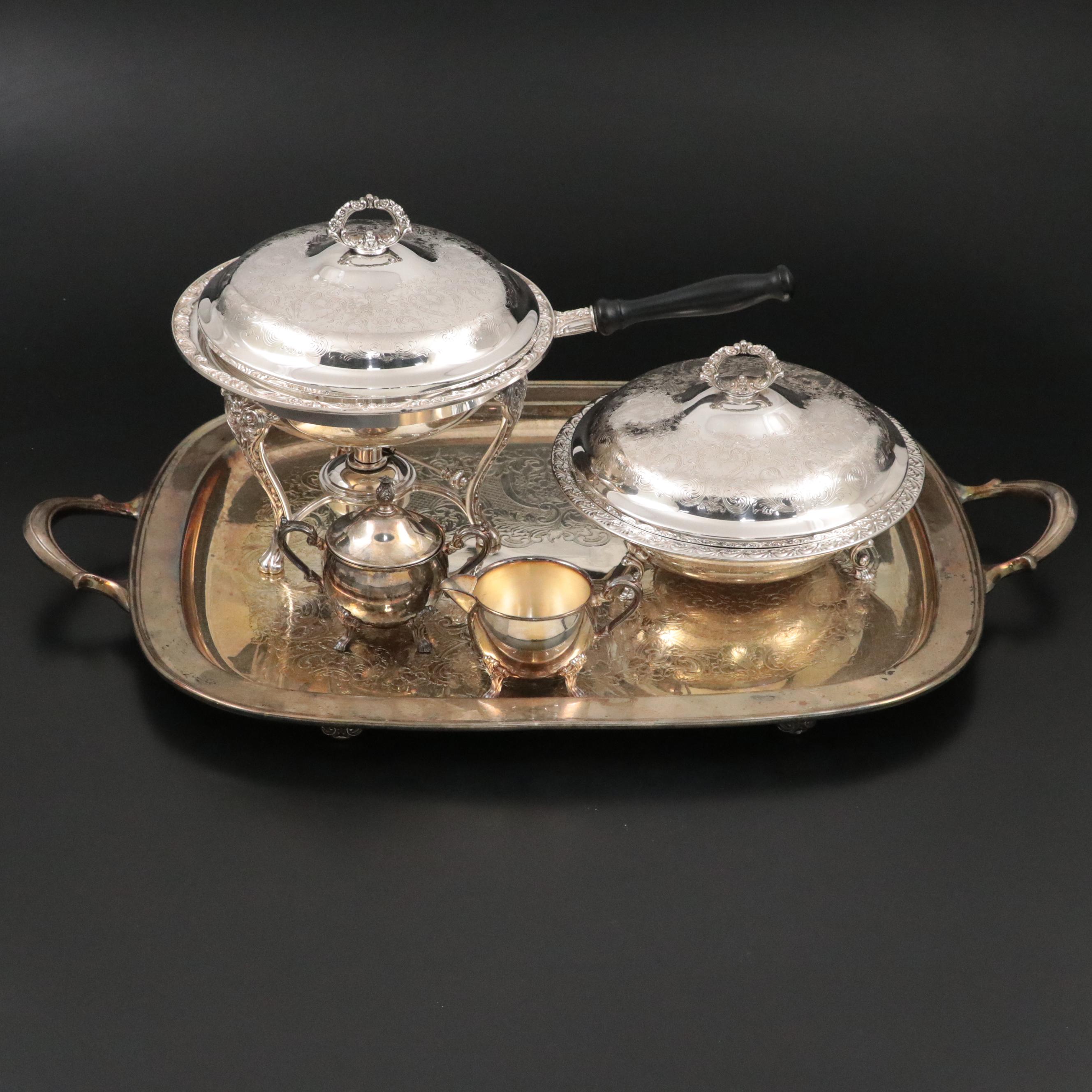 Wm. Rogers Silver Plate Chafing Dish, Casserole and Other Silver Plate Serveware