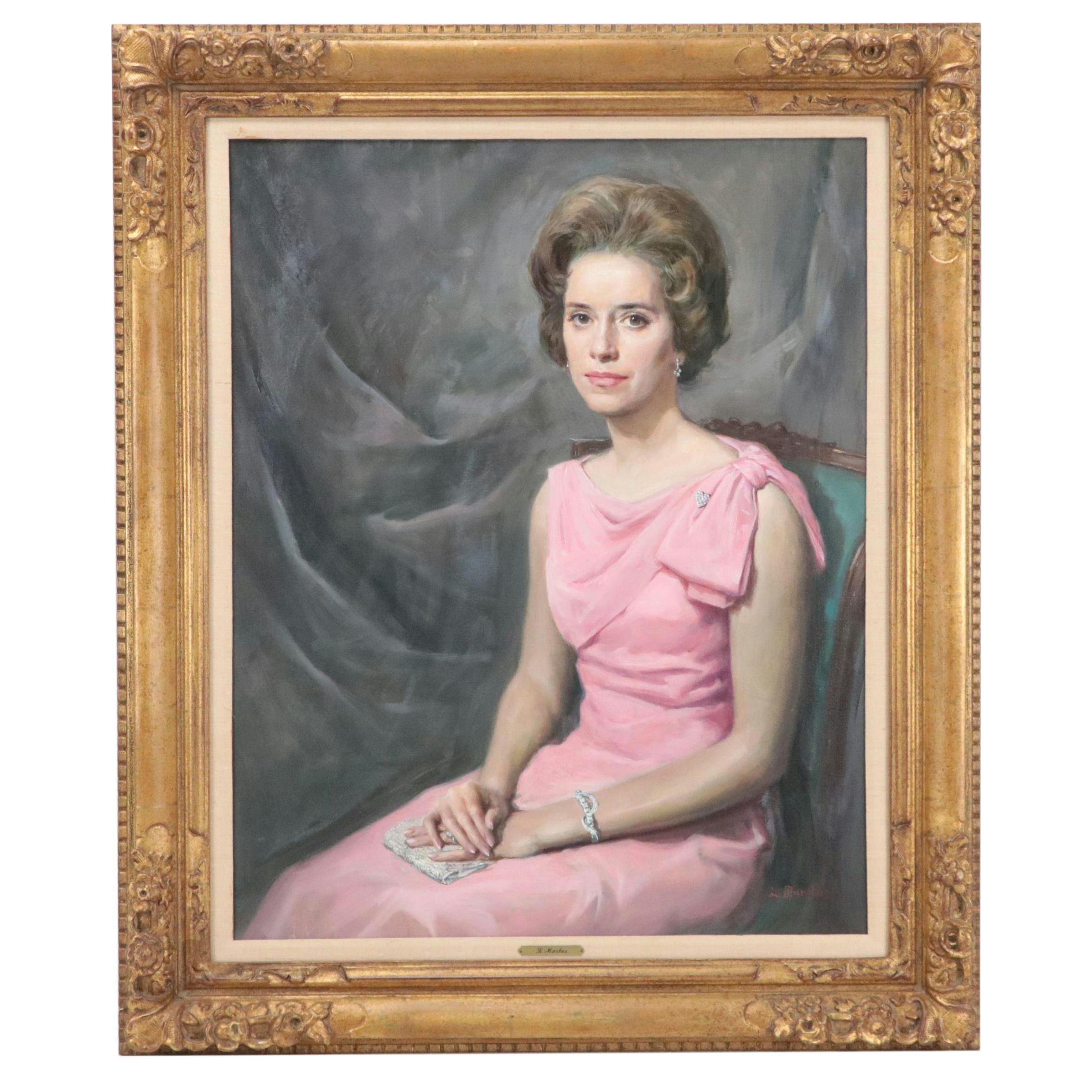 Lajos Markos Portrait Oil Painting, Circa 1960