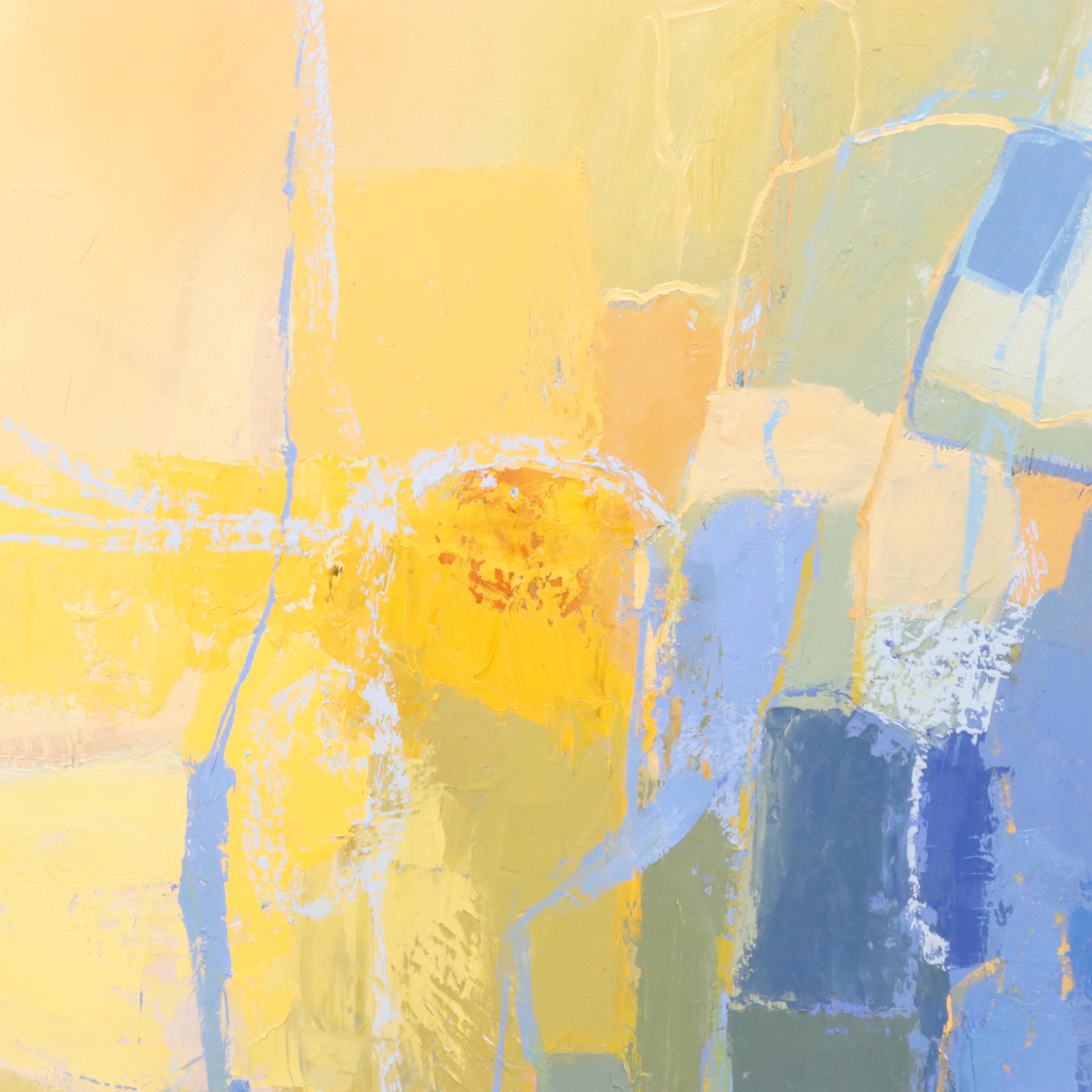 Sarah Brown Abstract Oil Painting "Buttercups + Bluejeans," Circa 2024
