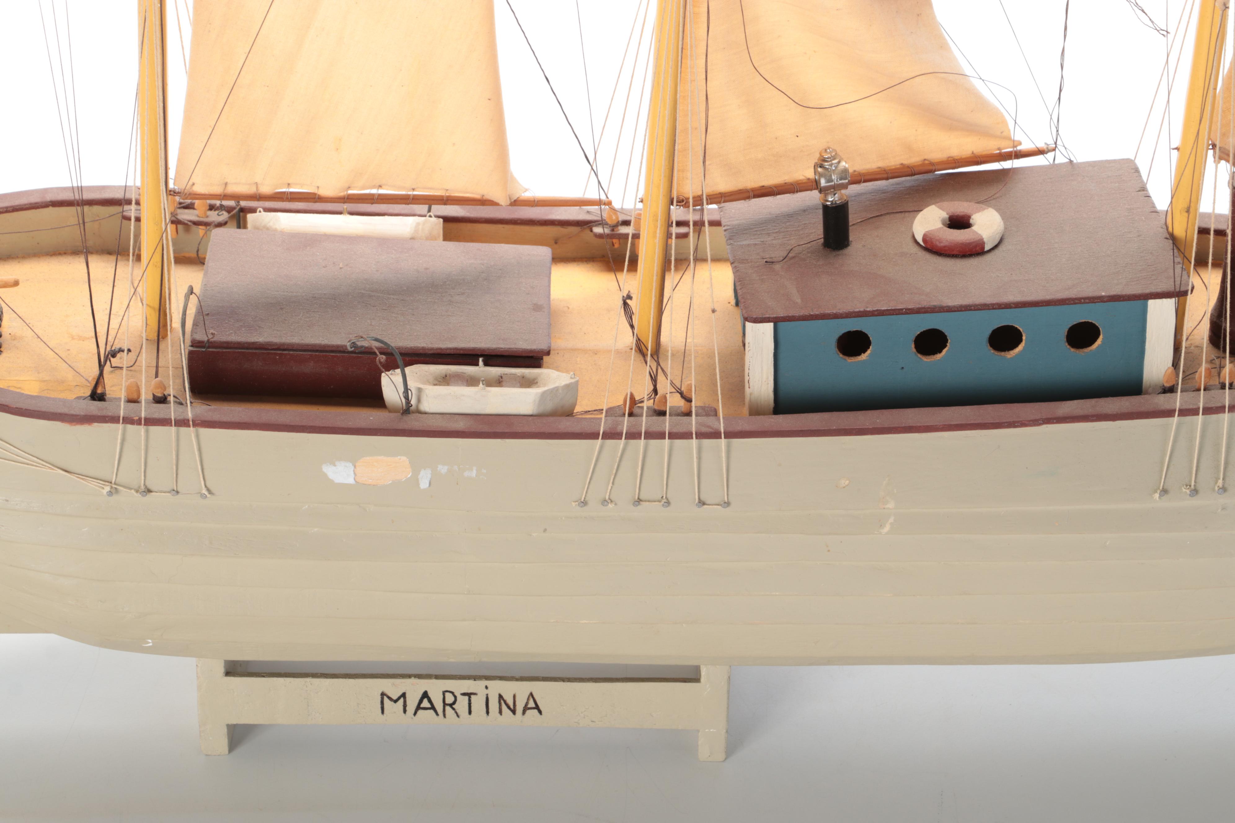 Handmade Painted Wood Model Ship "Martina"