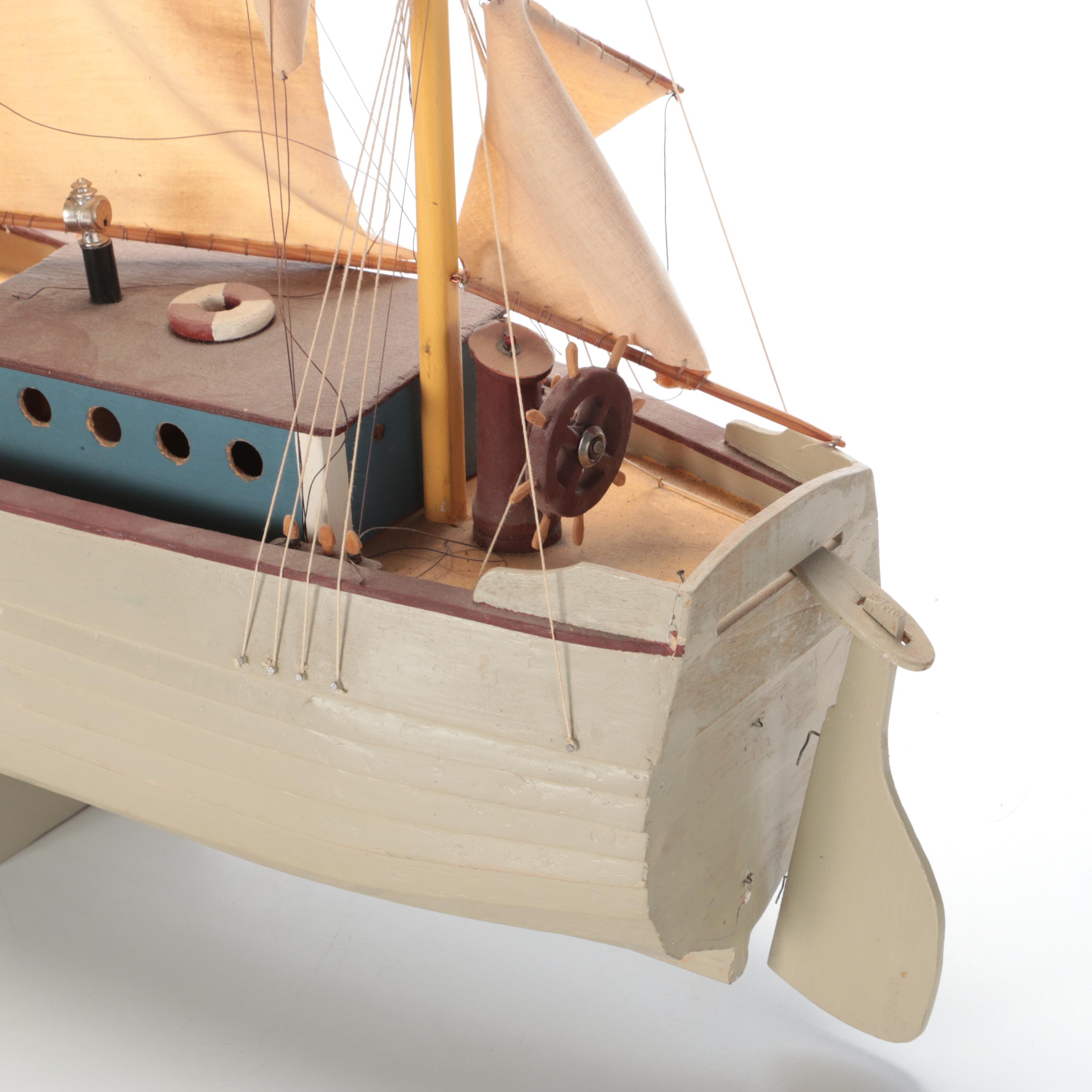 Handmade Painted Wood Model Ship "Martina"