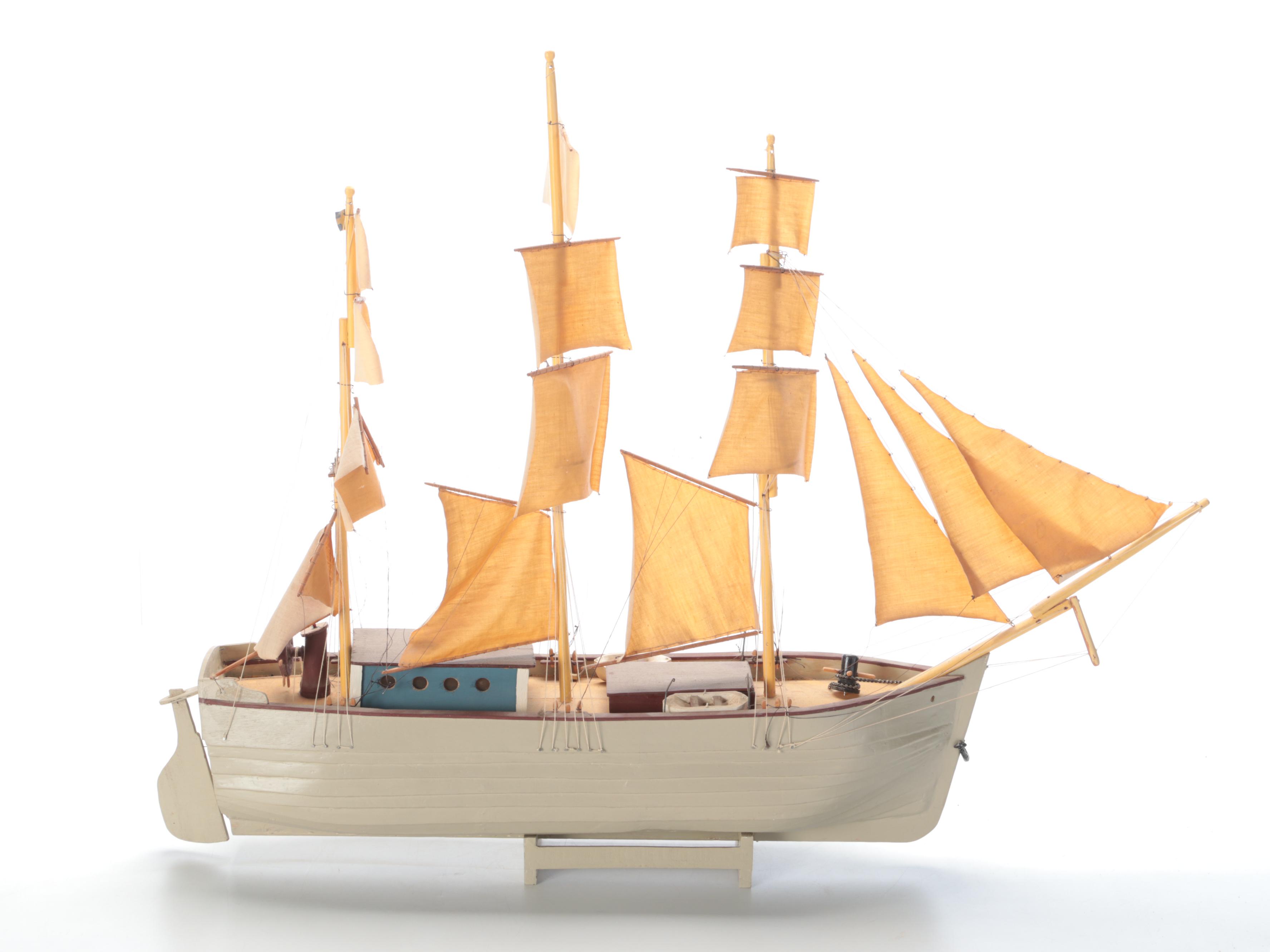 Handmade Painted Wood Model Ship "Martina"